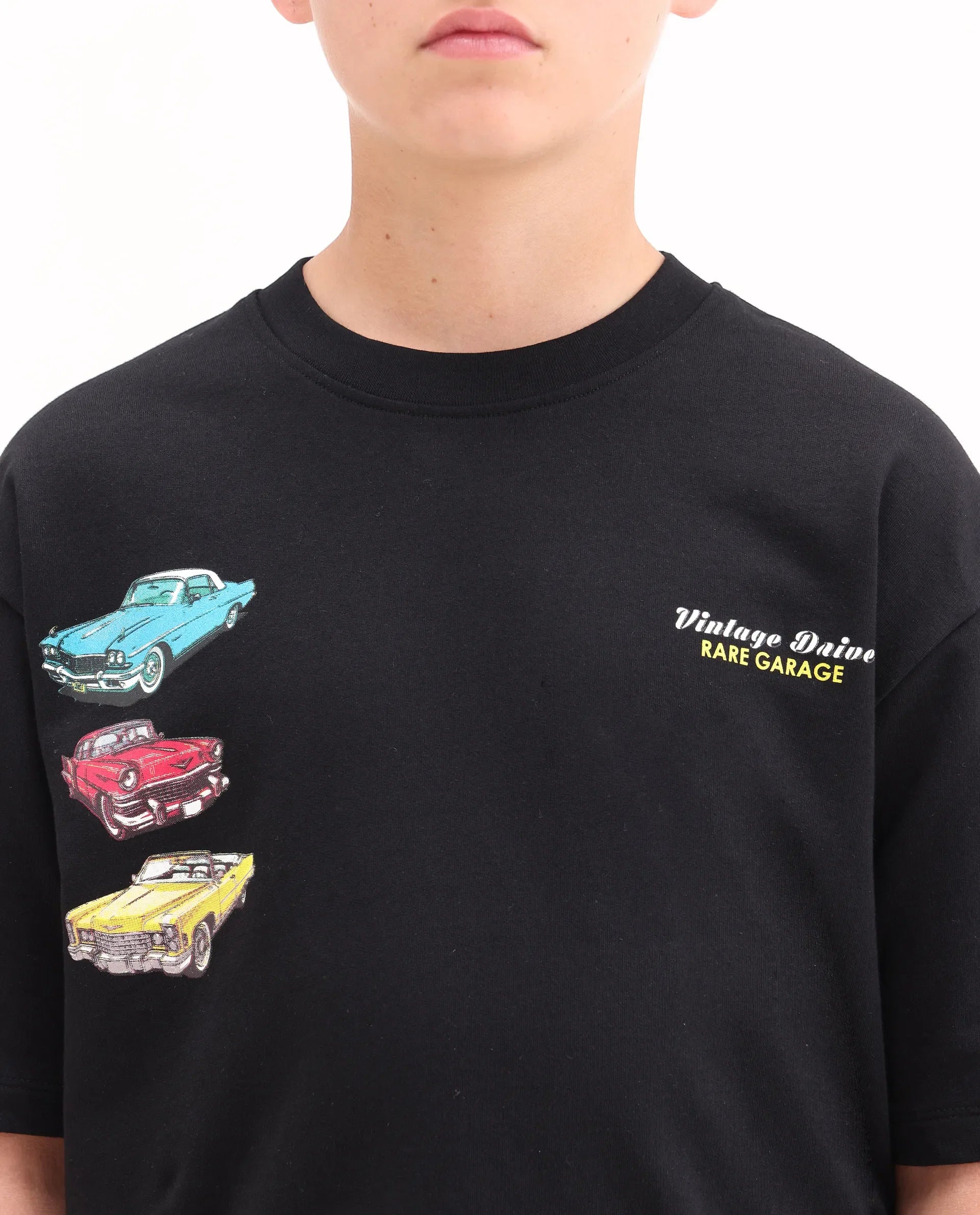 Boys Black Digital Print Oversized T-Shirt