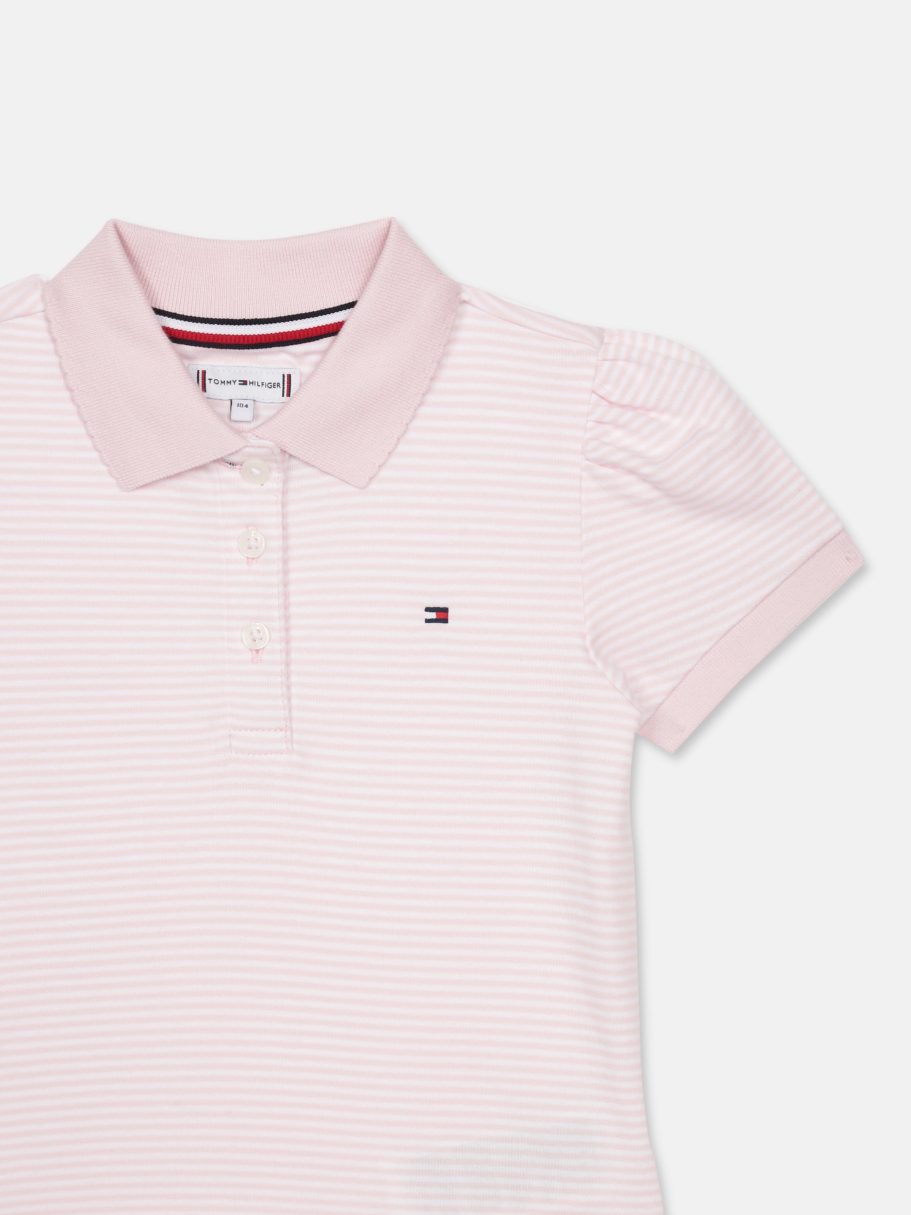 Girls Striped Regenerative Cotton Knit Polo Top