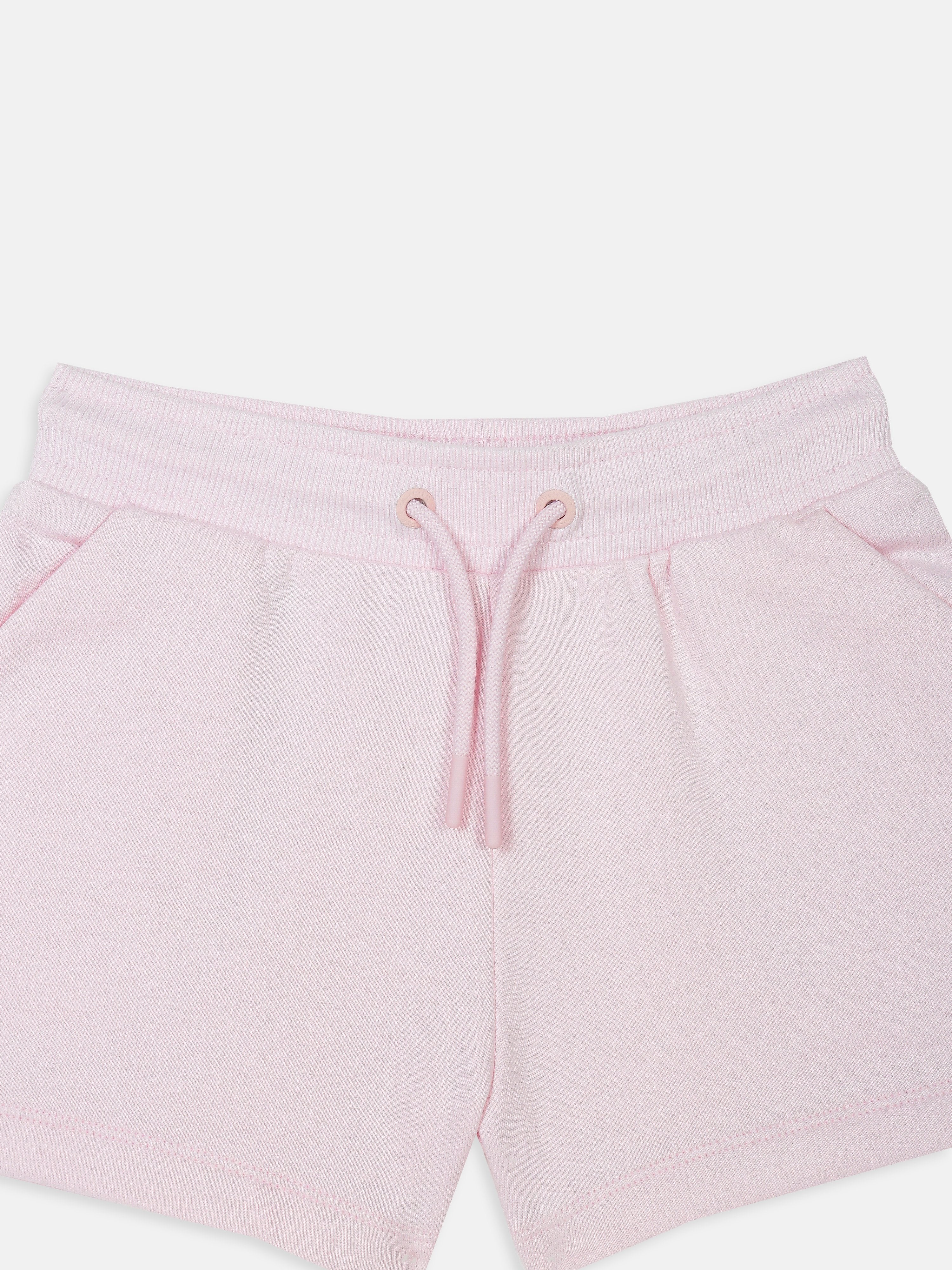 Girls Pink Solid Cotton Blend Drawstring Bottom
