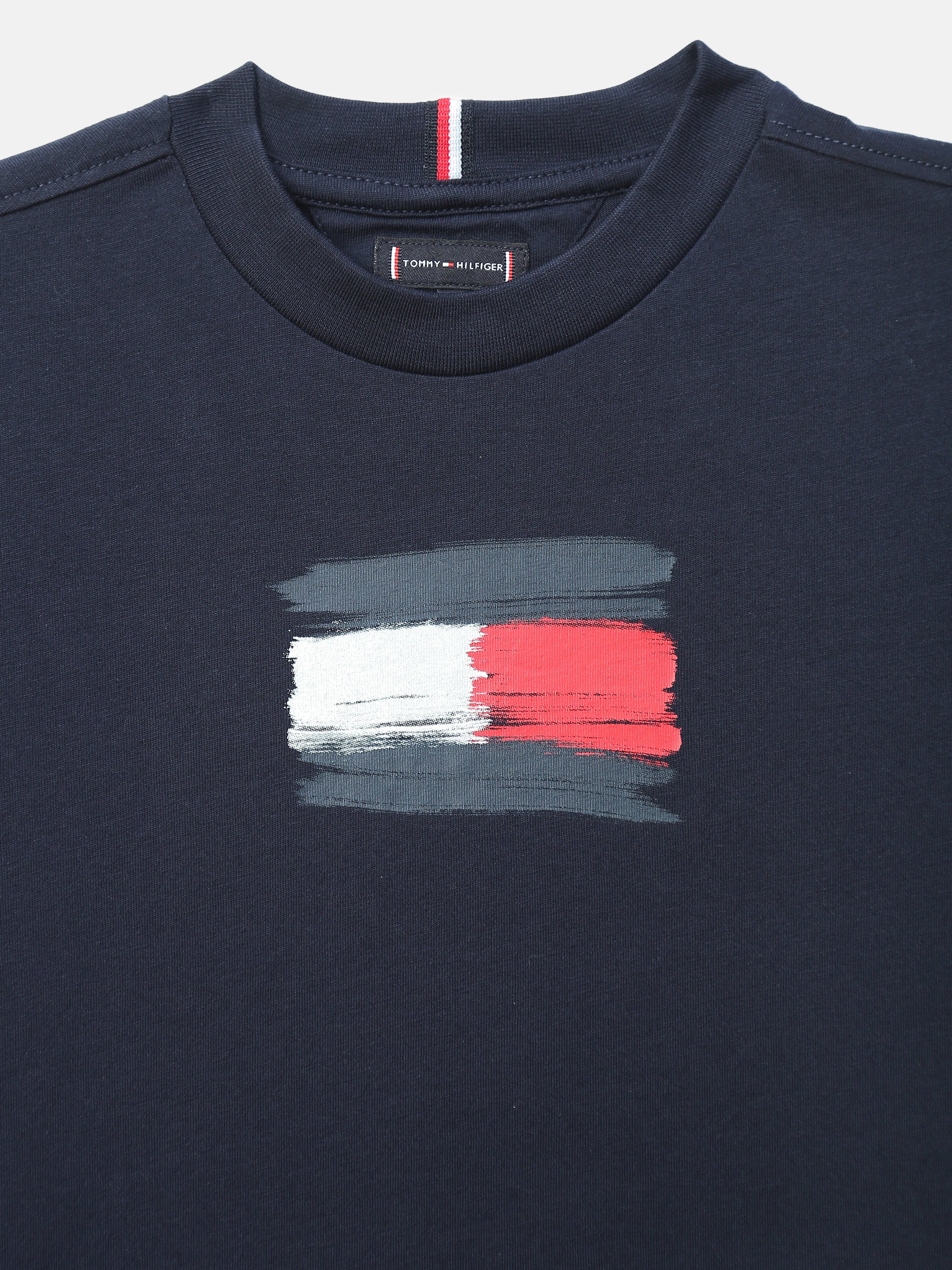 Boys Navy Logo Cotton Knit T-Shirt