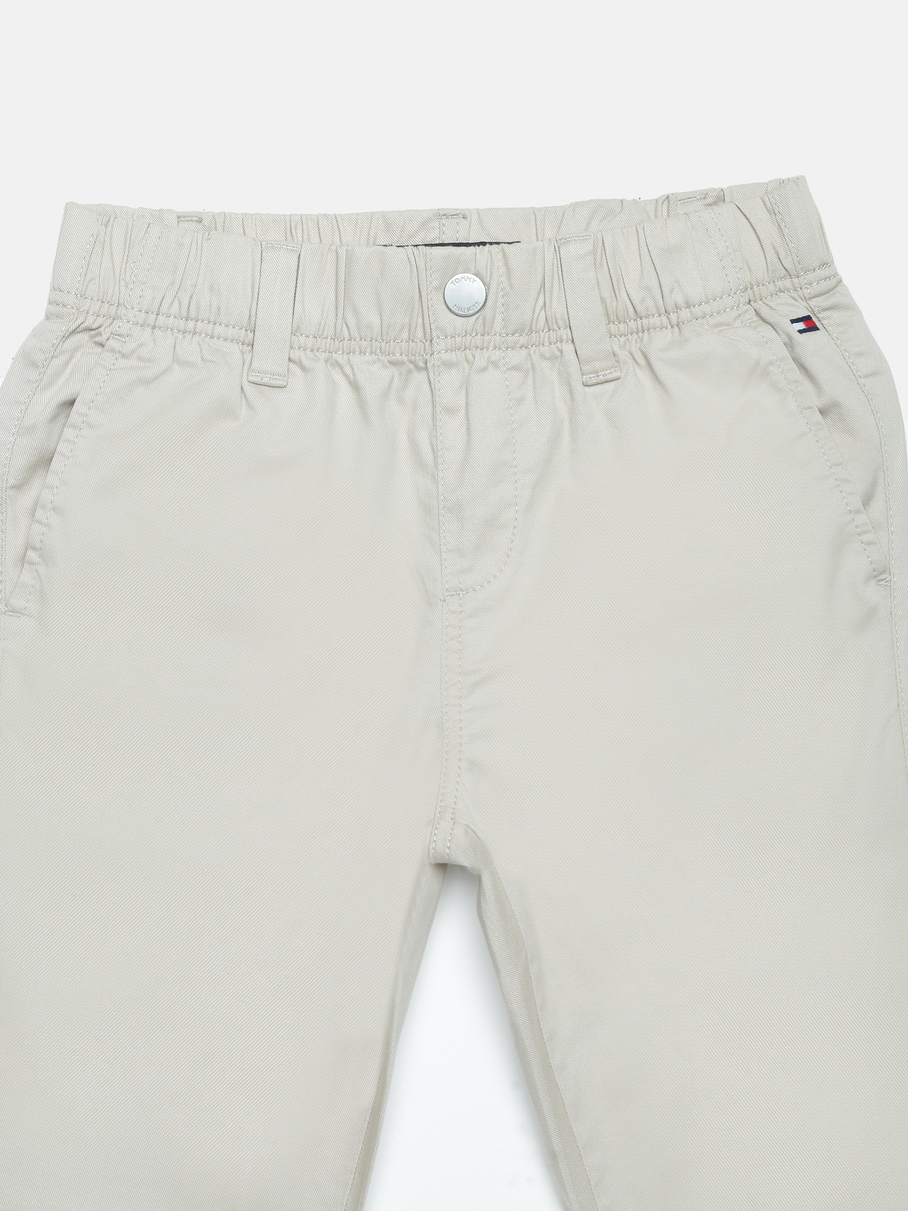 Boys Beige Solid Elasticated Regular Fit Casual Pants
