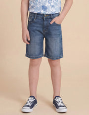 Boys Blue Faded Denim Shorts Regular Fit