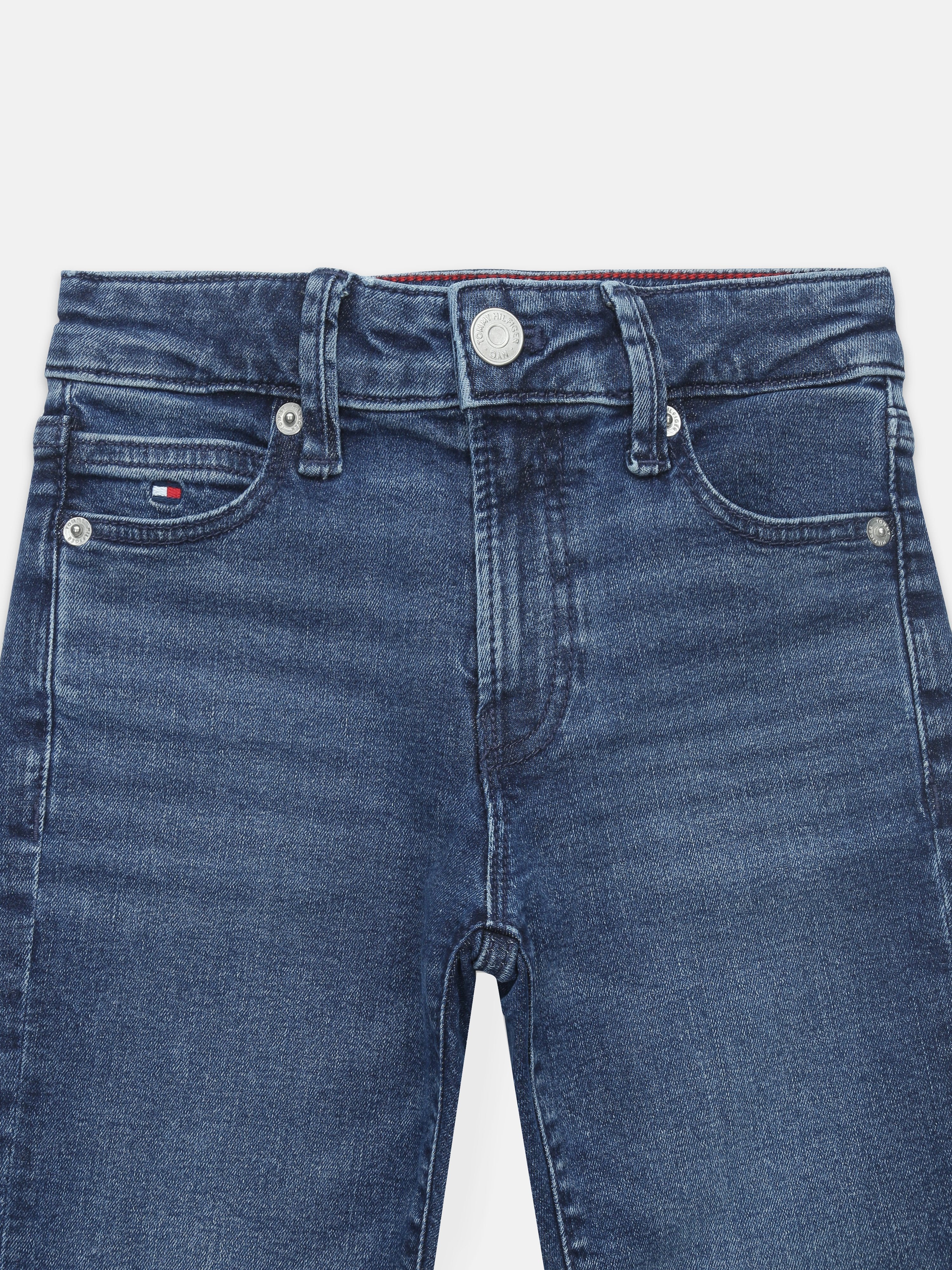 Boys Blue Faded Printed Straight Fit Casual Denim