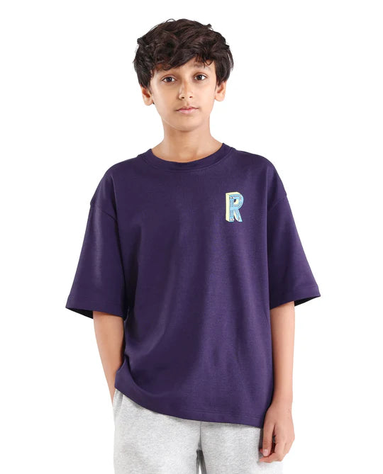 Rare Ones Boys Purple Puff Print Boxy Fit T-Shirt