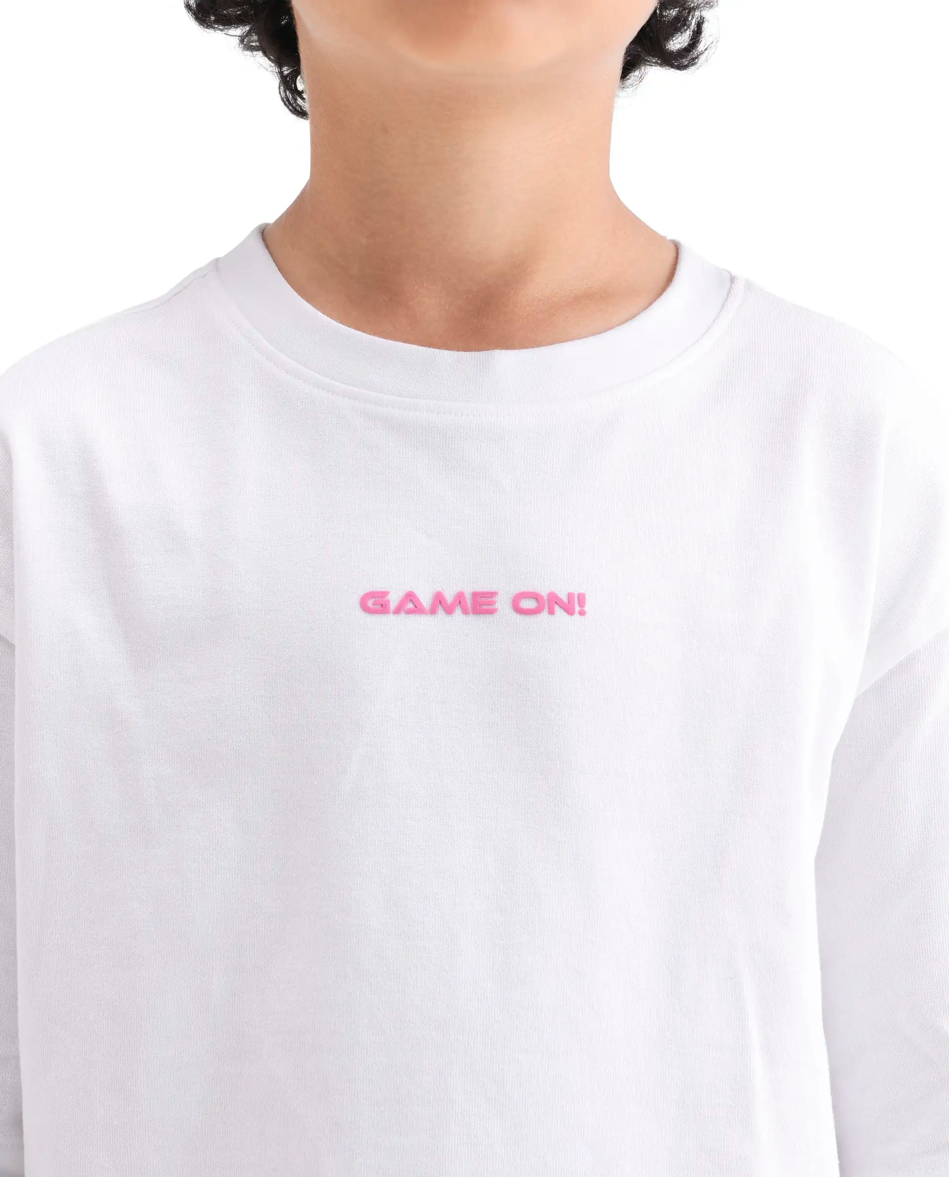 Boys White Puff Print Boxy Fit T-Shirt