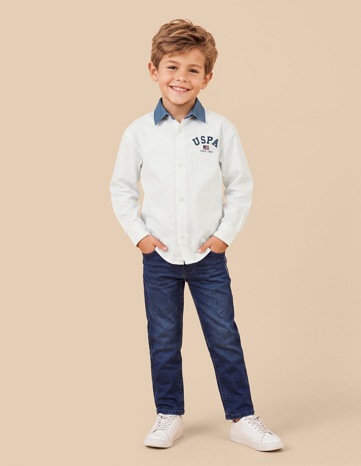 Boys White Cotton Boxy Fit Oxford Shirt