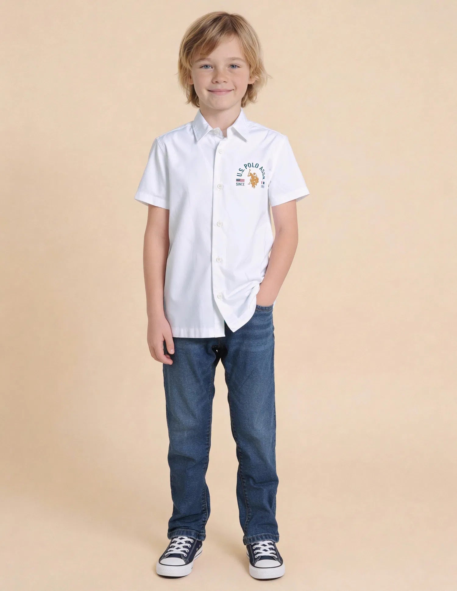 Boys White Graphic Printed Cotton Shirt – Regular Fit