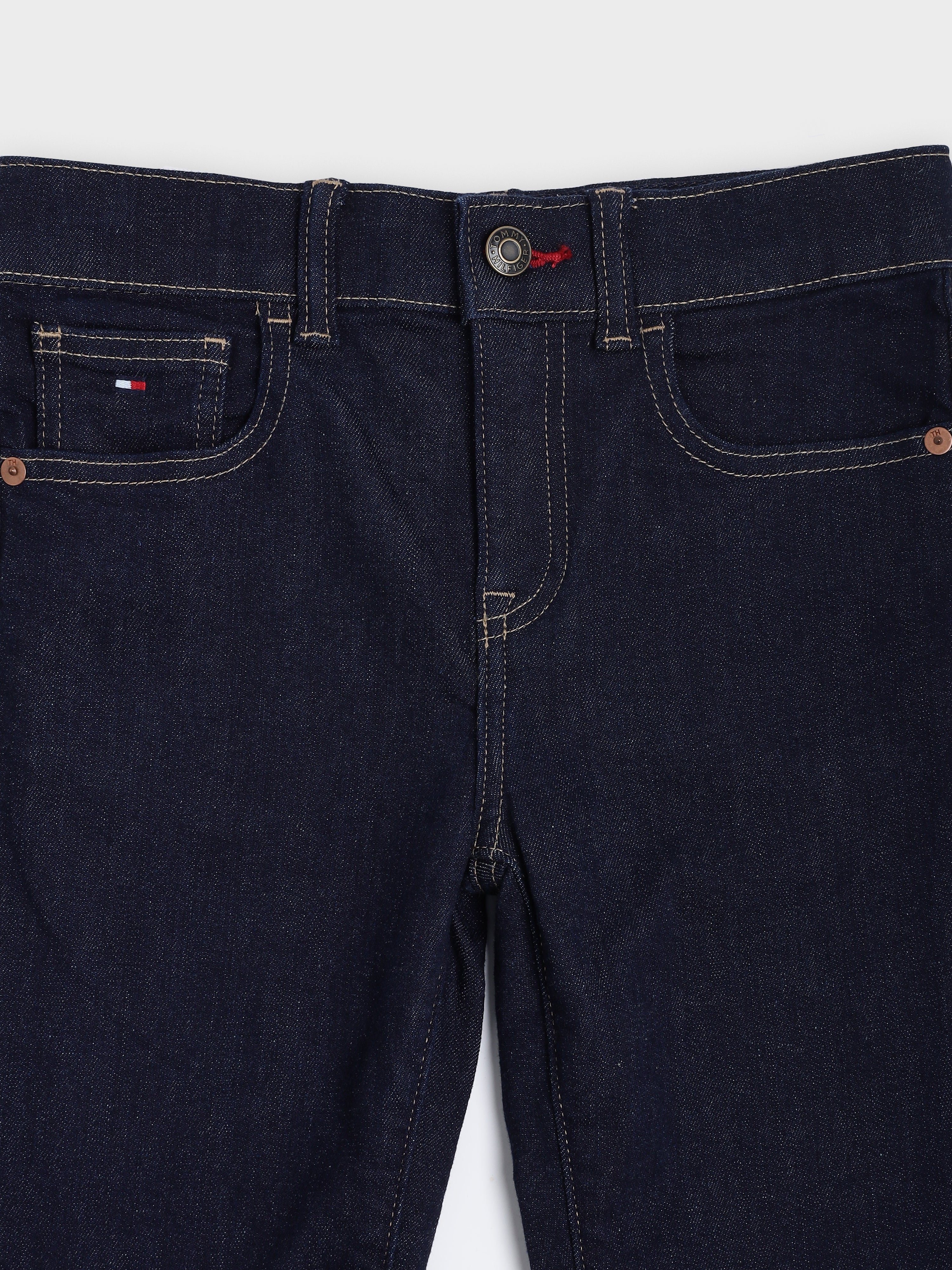 Girls Blue Slim Fit Cotton Blend Denim Bottom
