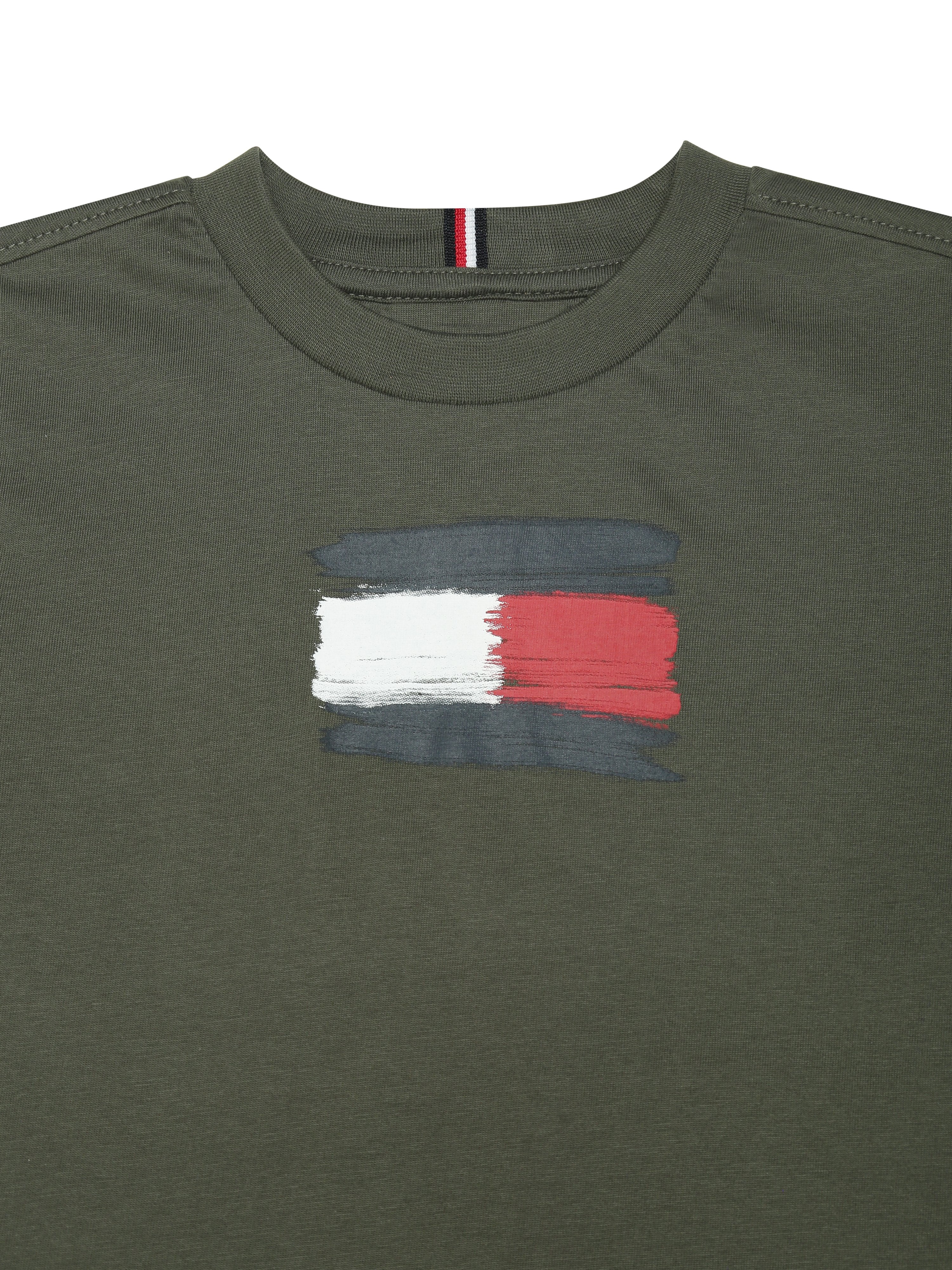 Boys Olive Logo Cotton Knit T-Shirt