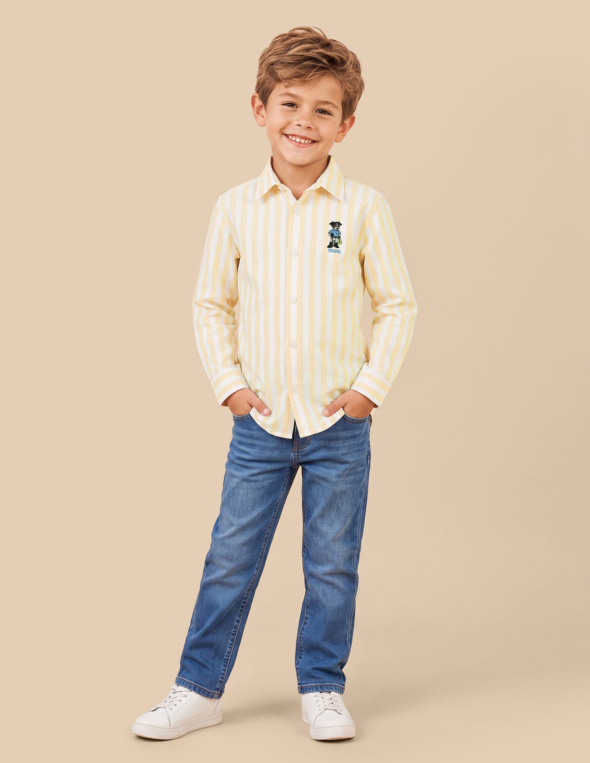 Vertical Striped Oxford Shirt Yellow