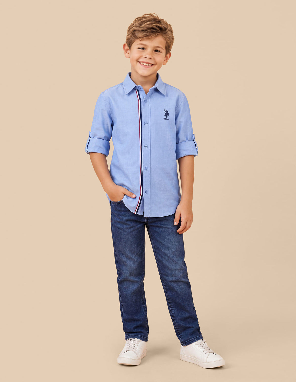 Boys Light Blue Cotton Oxford Regular Fit Shirt