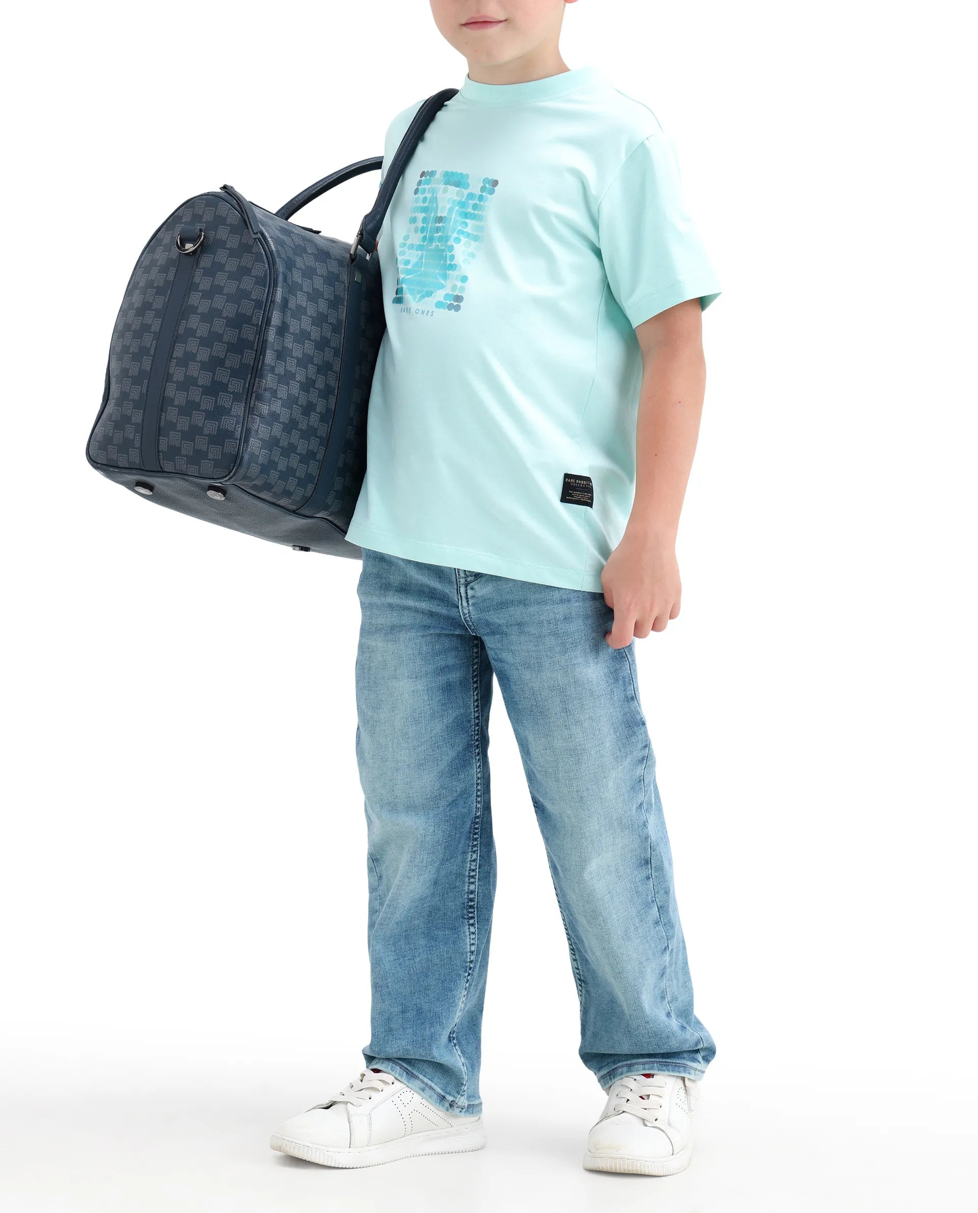 Rare Ones Boys Light Blue Relaxed Fit Cotton Blend Jeans