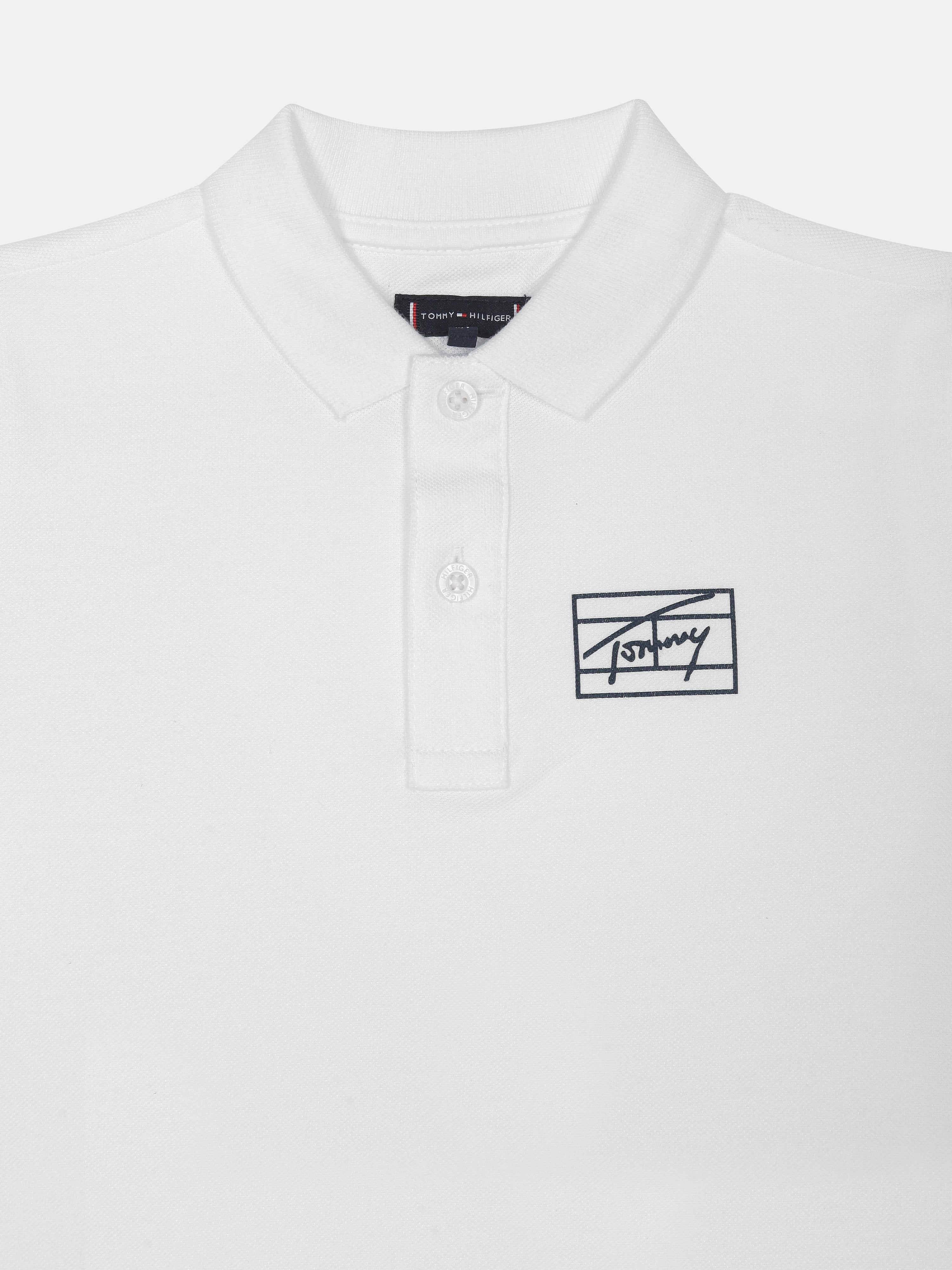Boys White Solid Cotton Polo T-Shirt