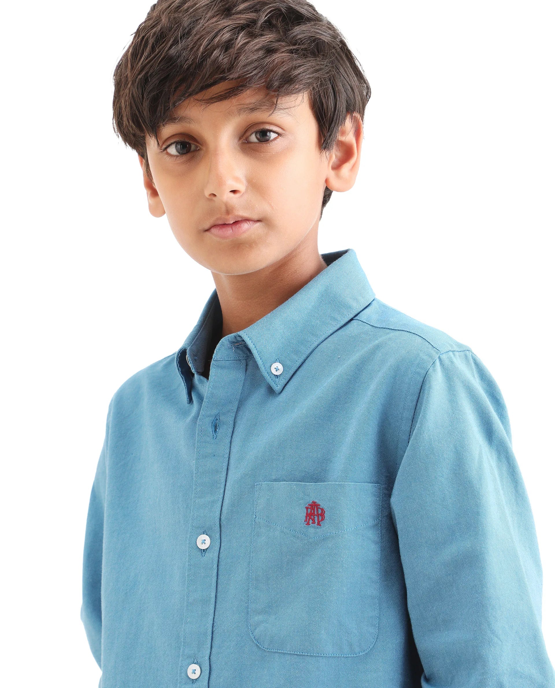 Boys Blue Cotton Regular Fit Casual Shirt