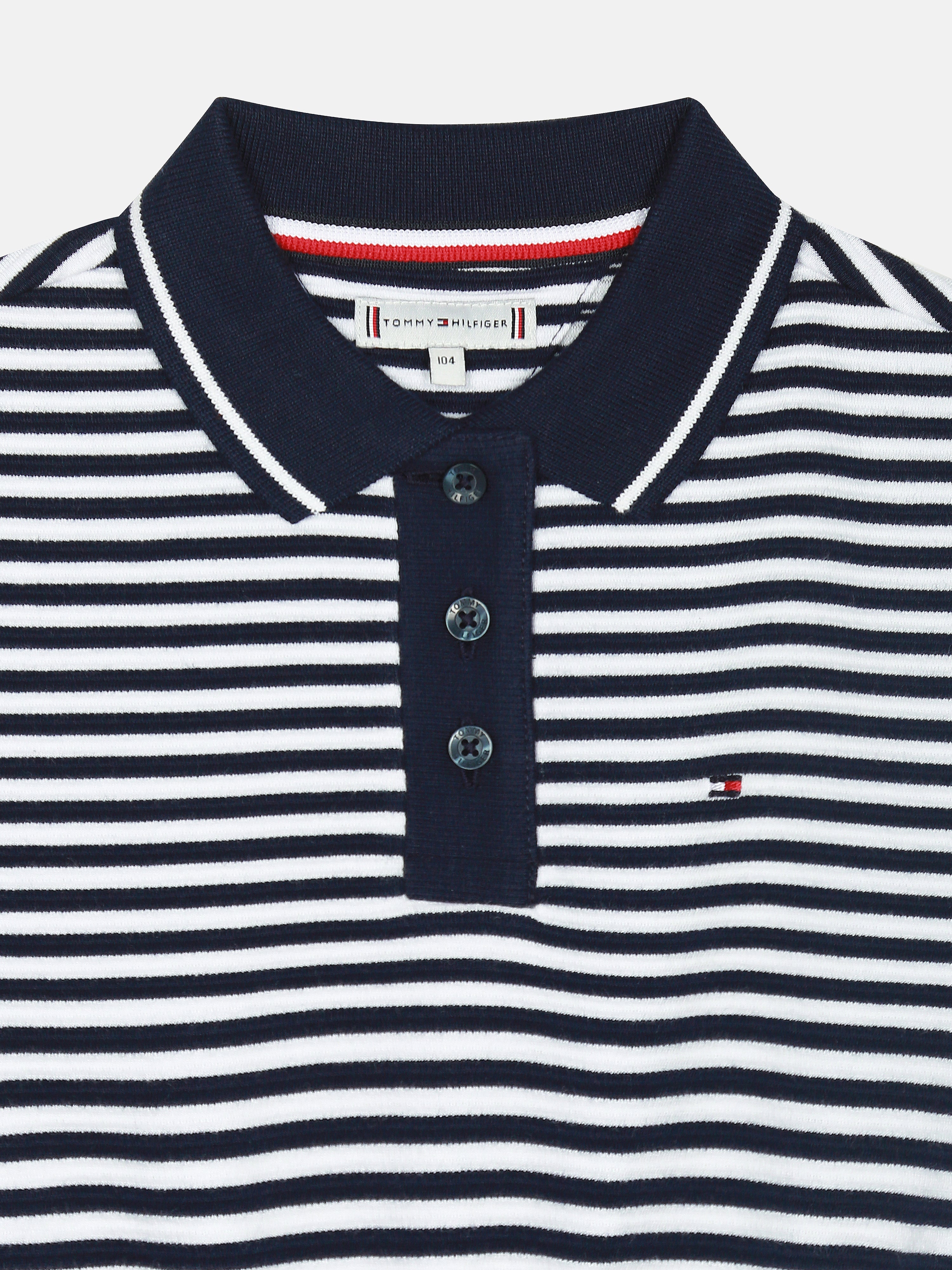 Girls Blue Striped Cotton Blend Polo Casual Dress