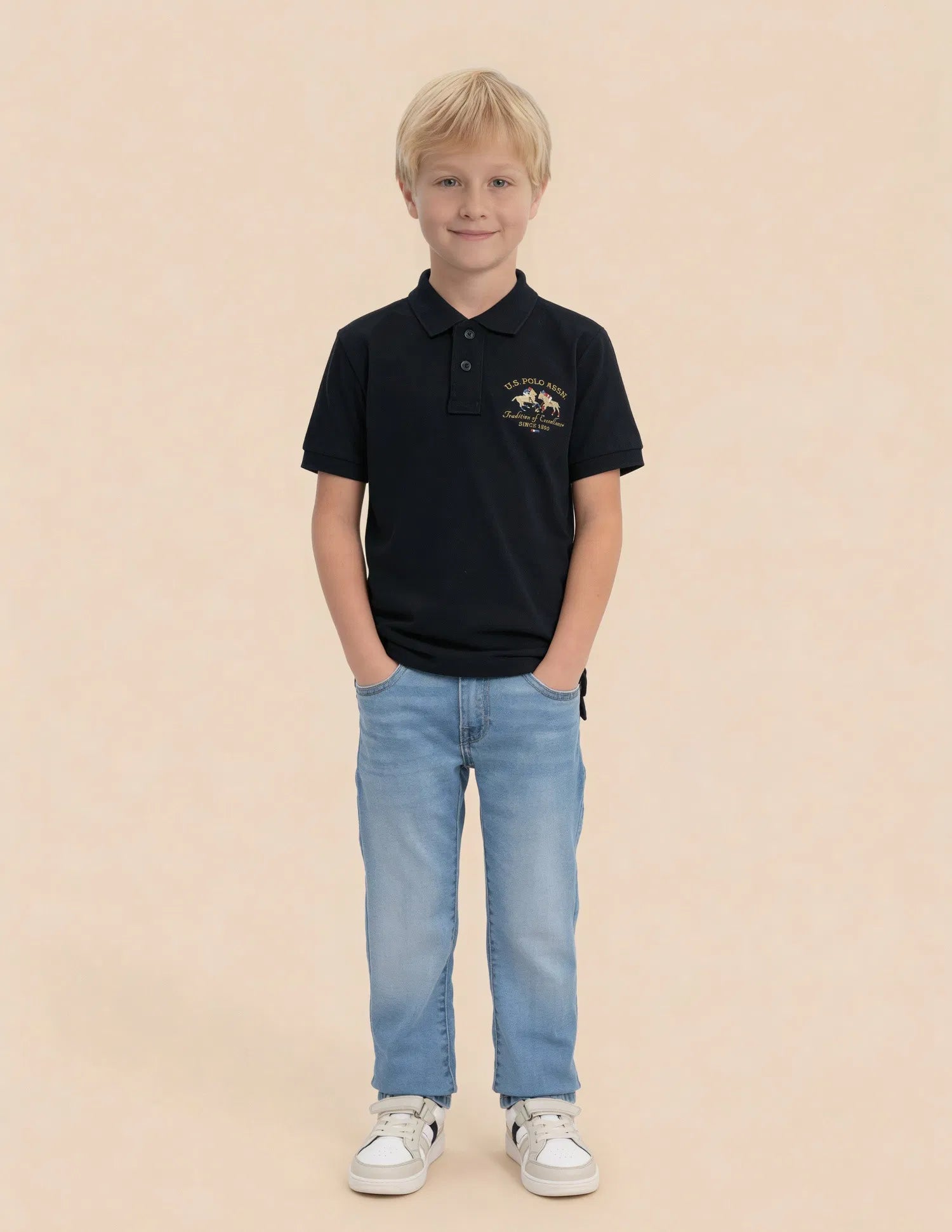 Boys Cotton Embroidered Polo Shirt Regular Fit