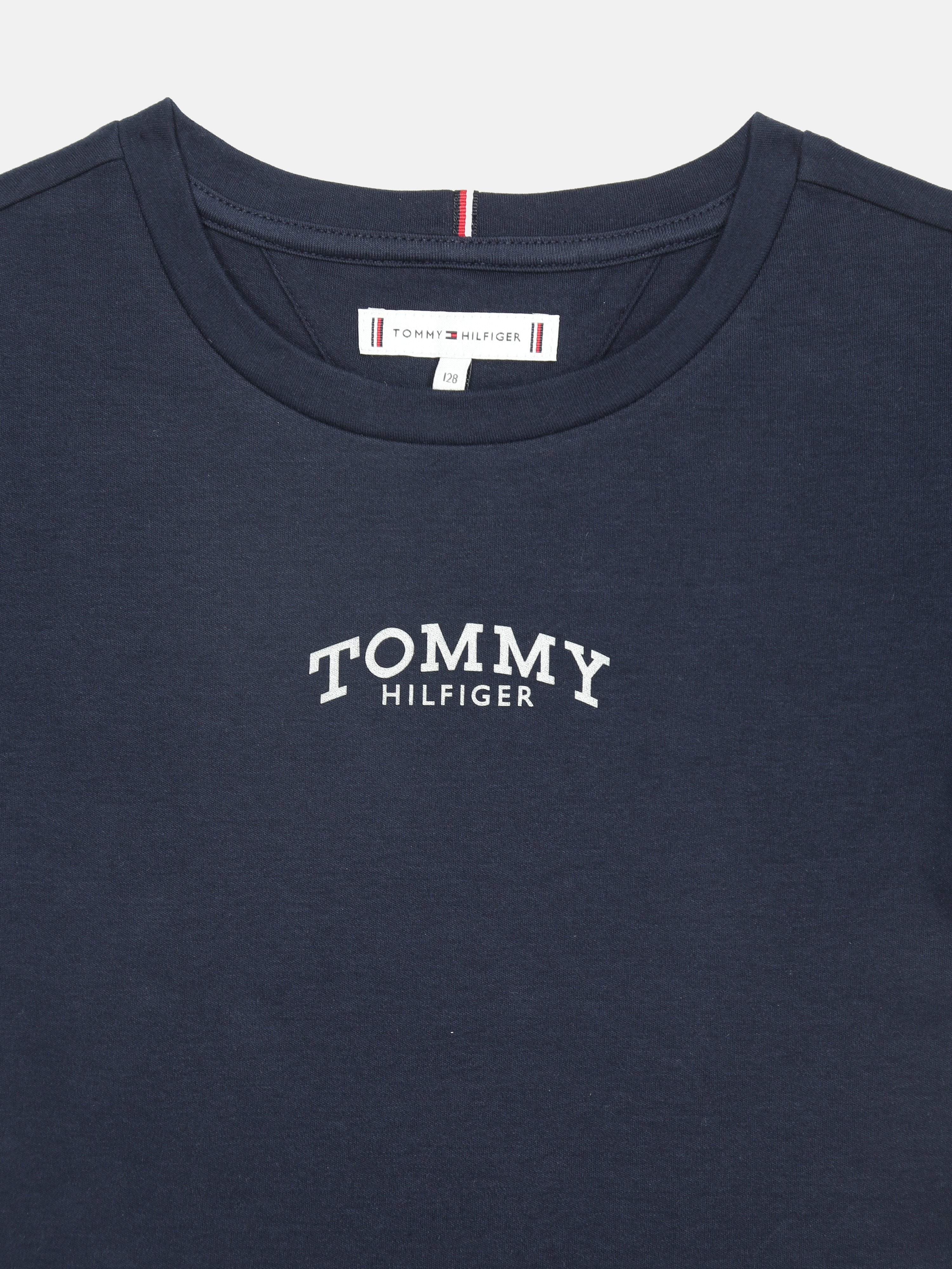 Girls Navy Logo Regenerative Cotton Casual Knee Length Dress