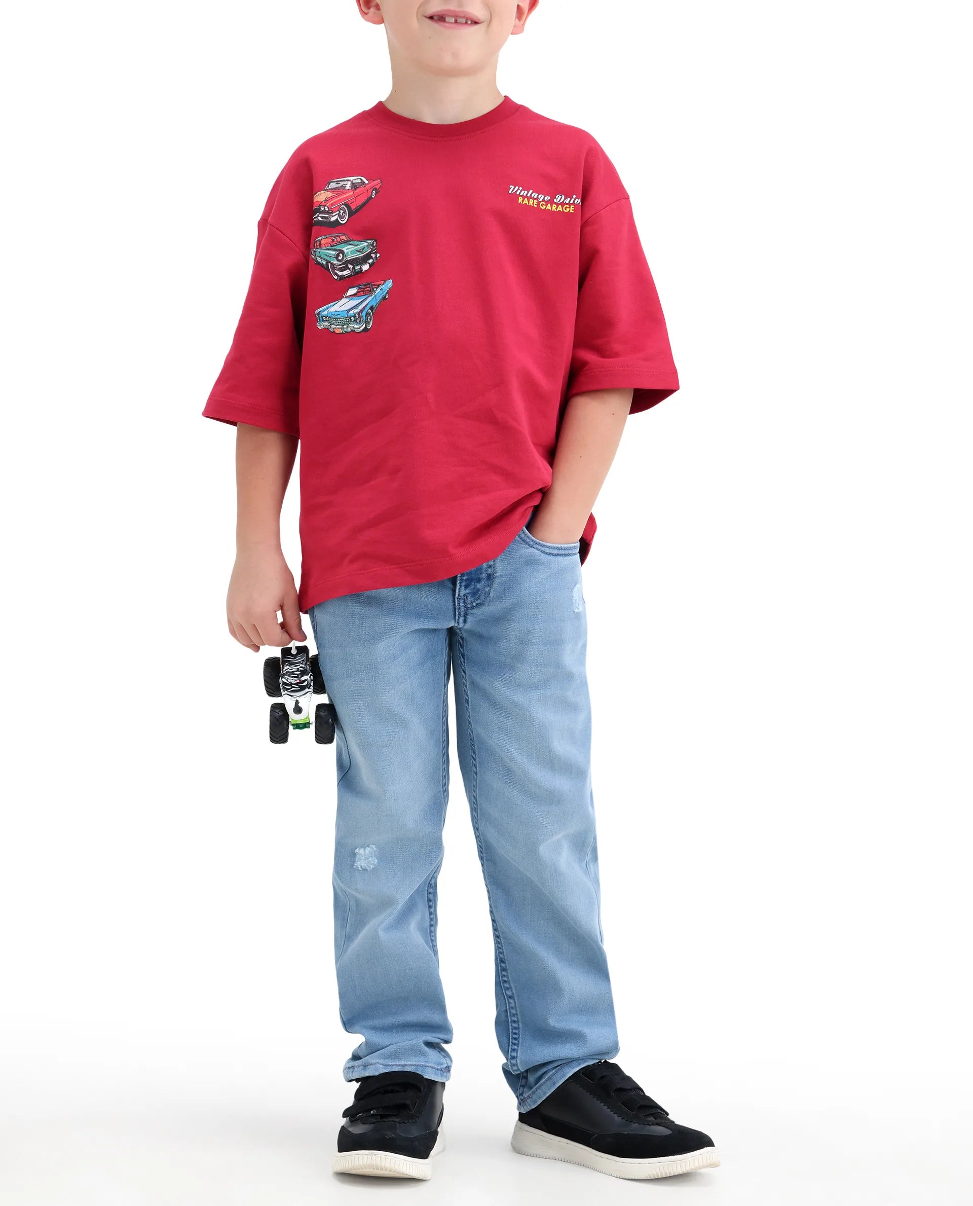Rare Ones Boys Light Blue Regular Fit Cotton Blend Jeans