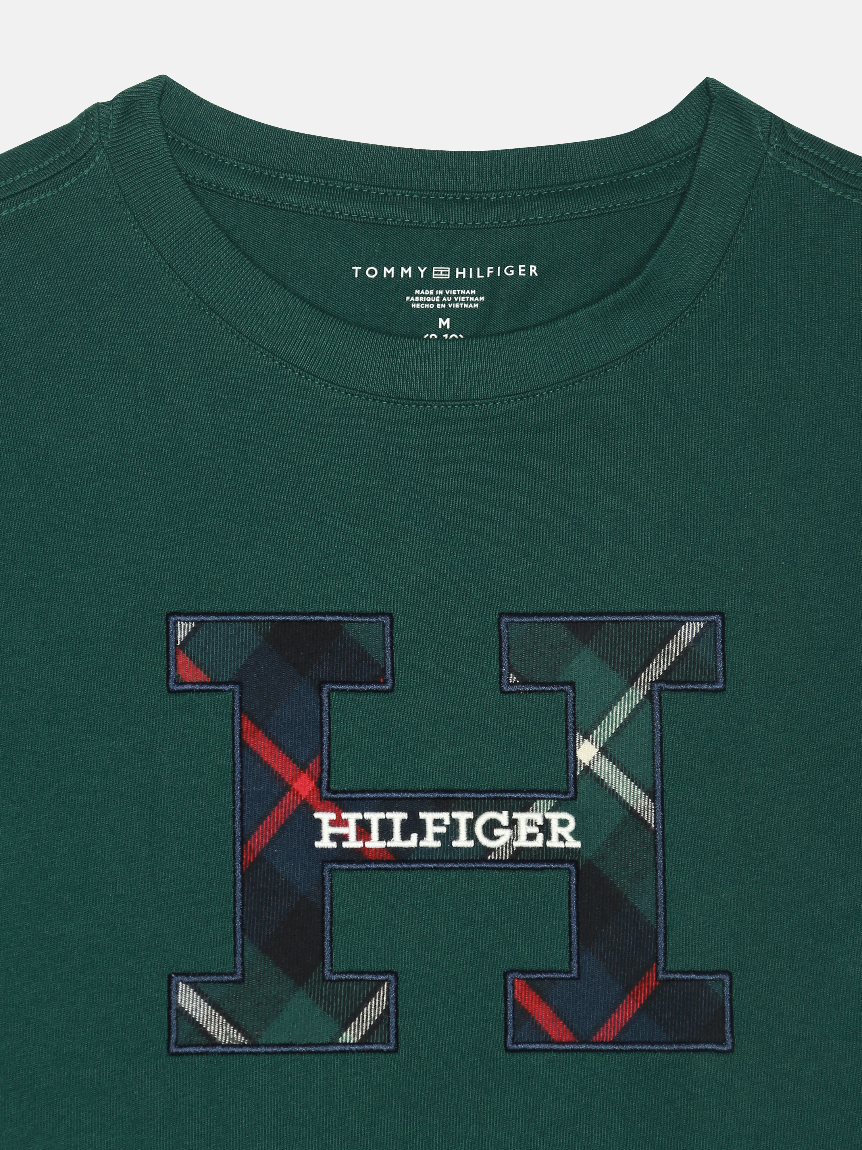 Boys Green Embroidered Logo Cotton T-Shirt