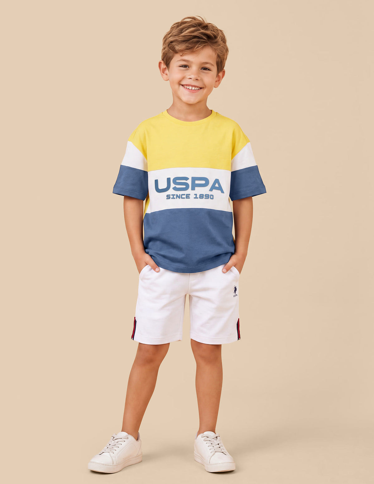 Boys Yellow Cotton Logo Print Oversized Fit T-Shirt