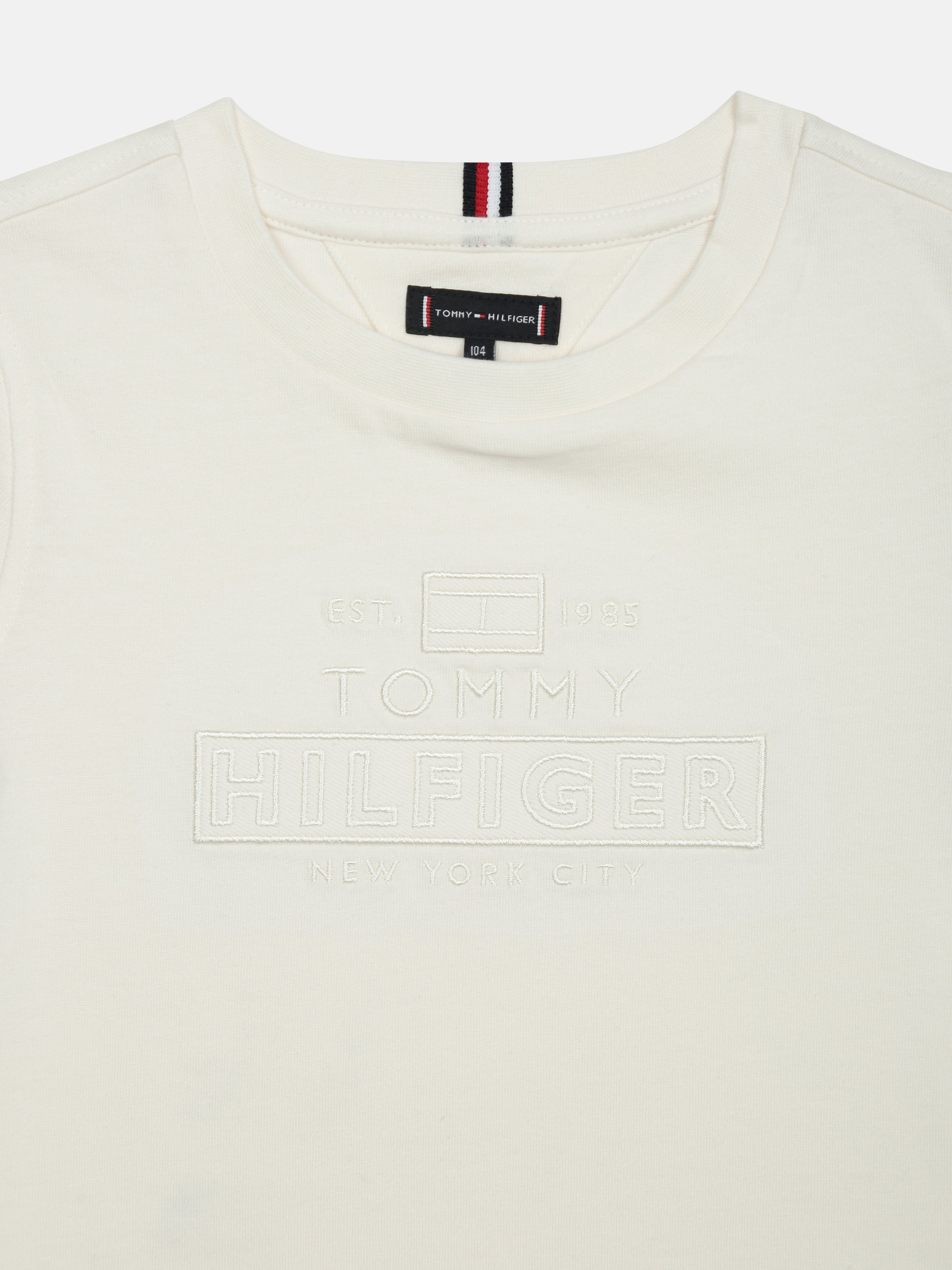 Boys White Logo Cotton Knit Top