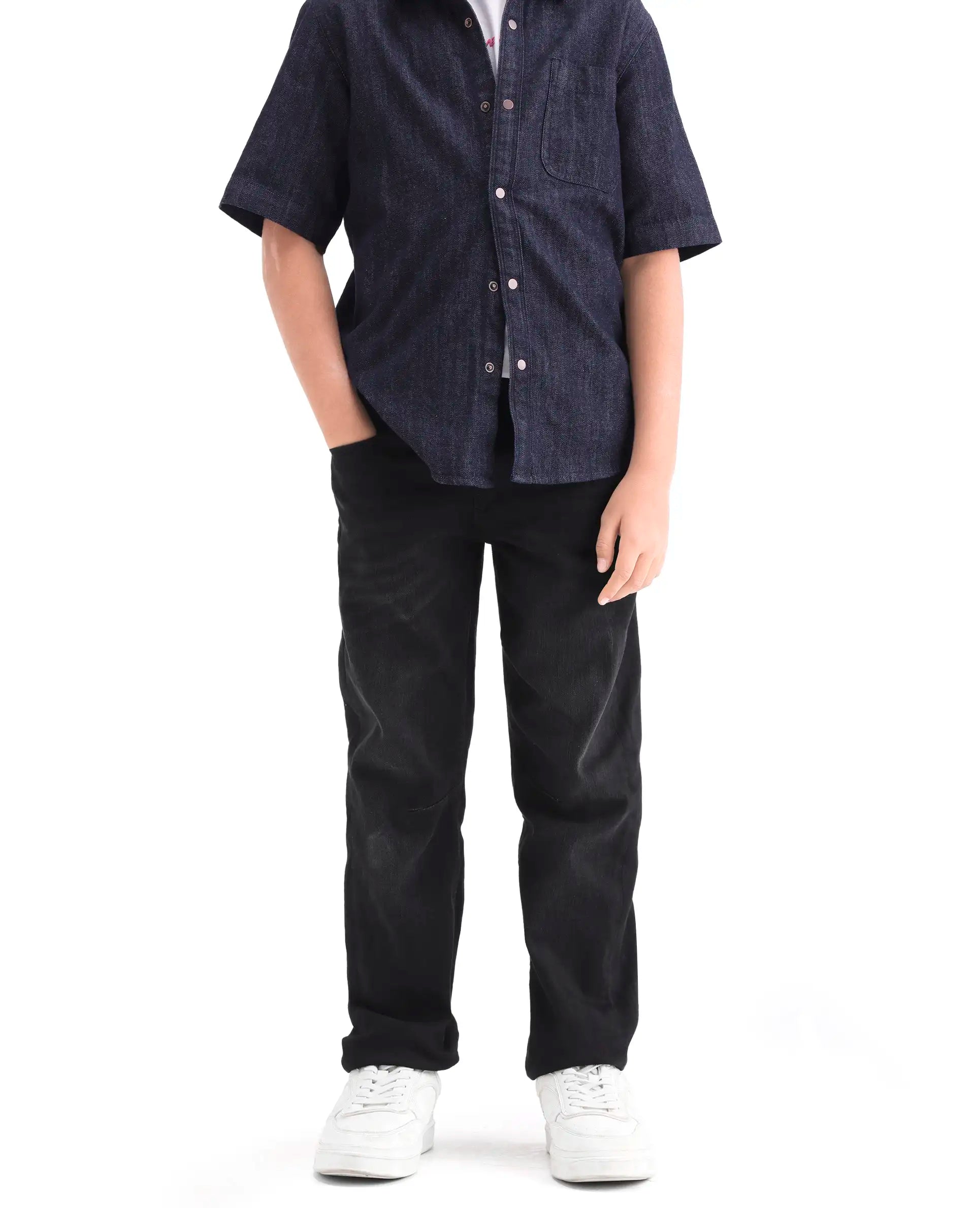 Rare Ones Boys Black Pull-On Regular Fit Denim Pant