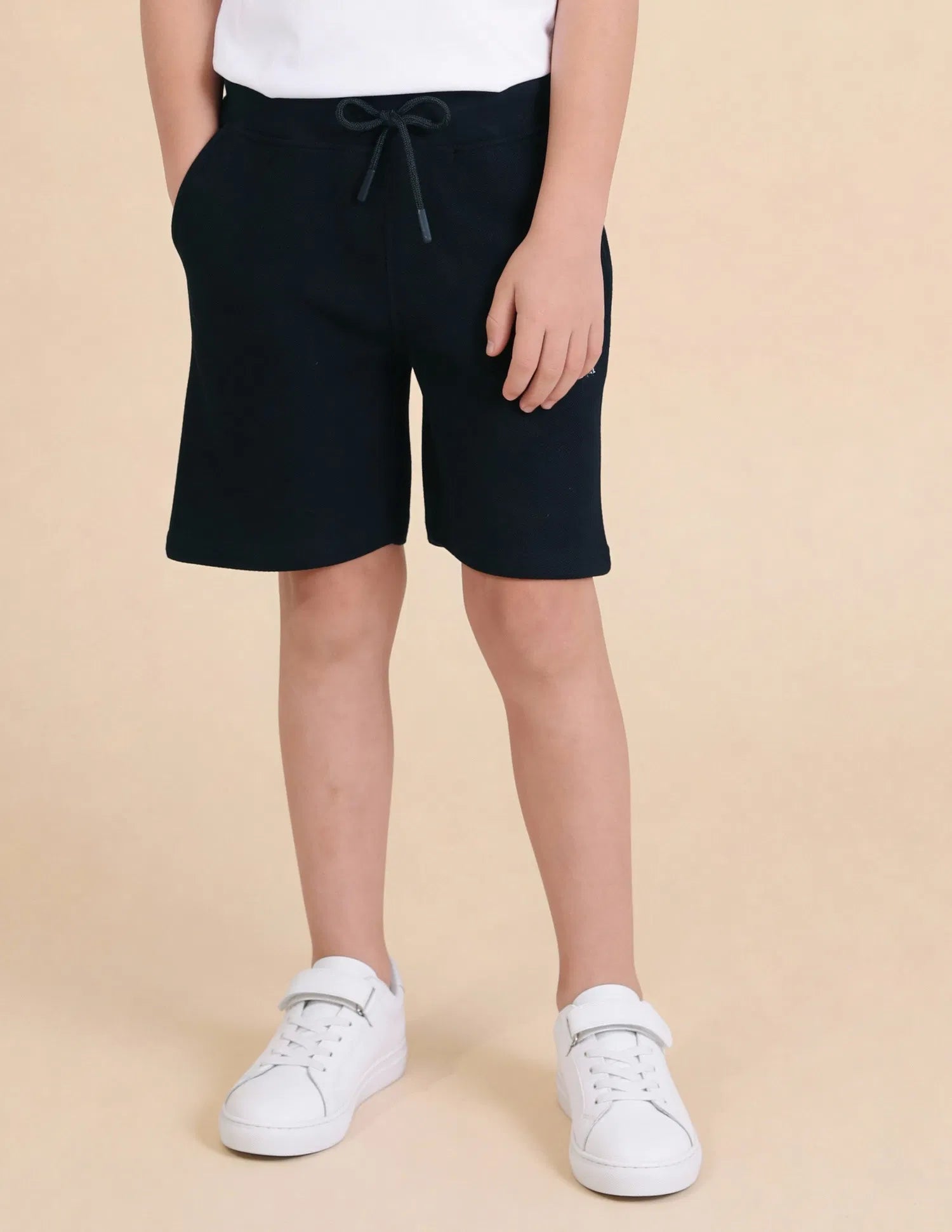 Boys Navy Solid Regular Fit Shorts