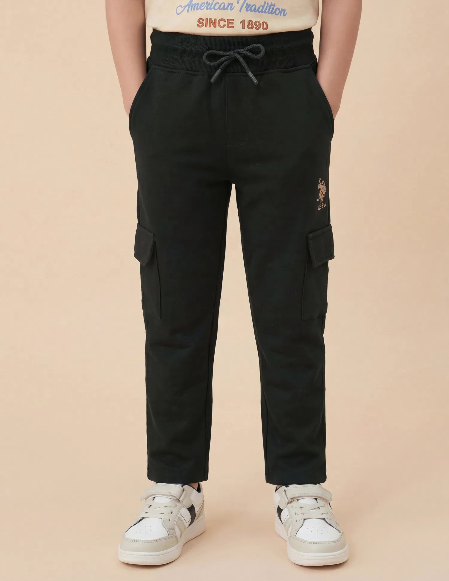 Boys Dark Green Cotton Track Pants Regular Fit
