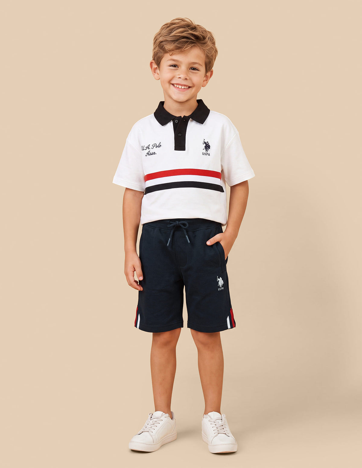 Boys Navy Cotton Blend Regular Fit Shorts