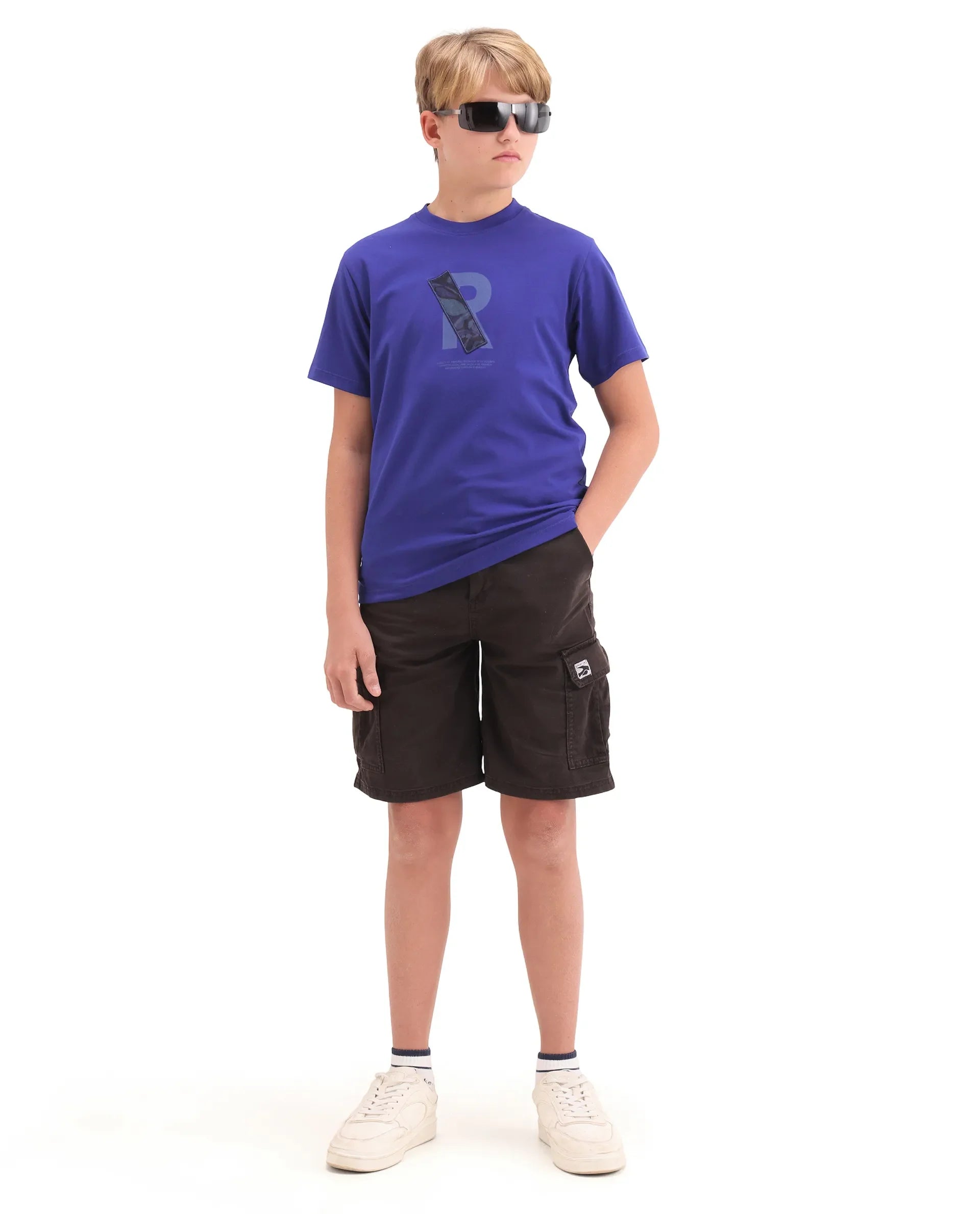 Boys Dark Blue Badge Applique Regular Fit T-Shirt