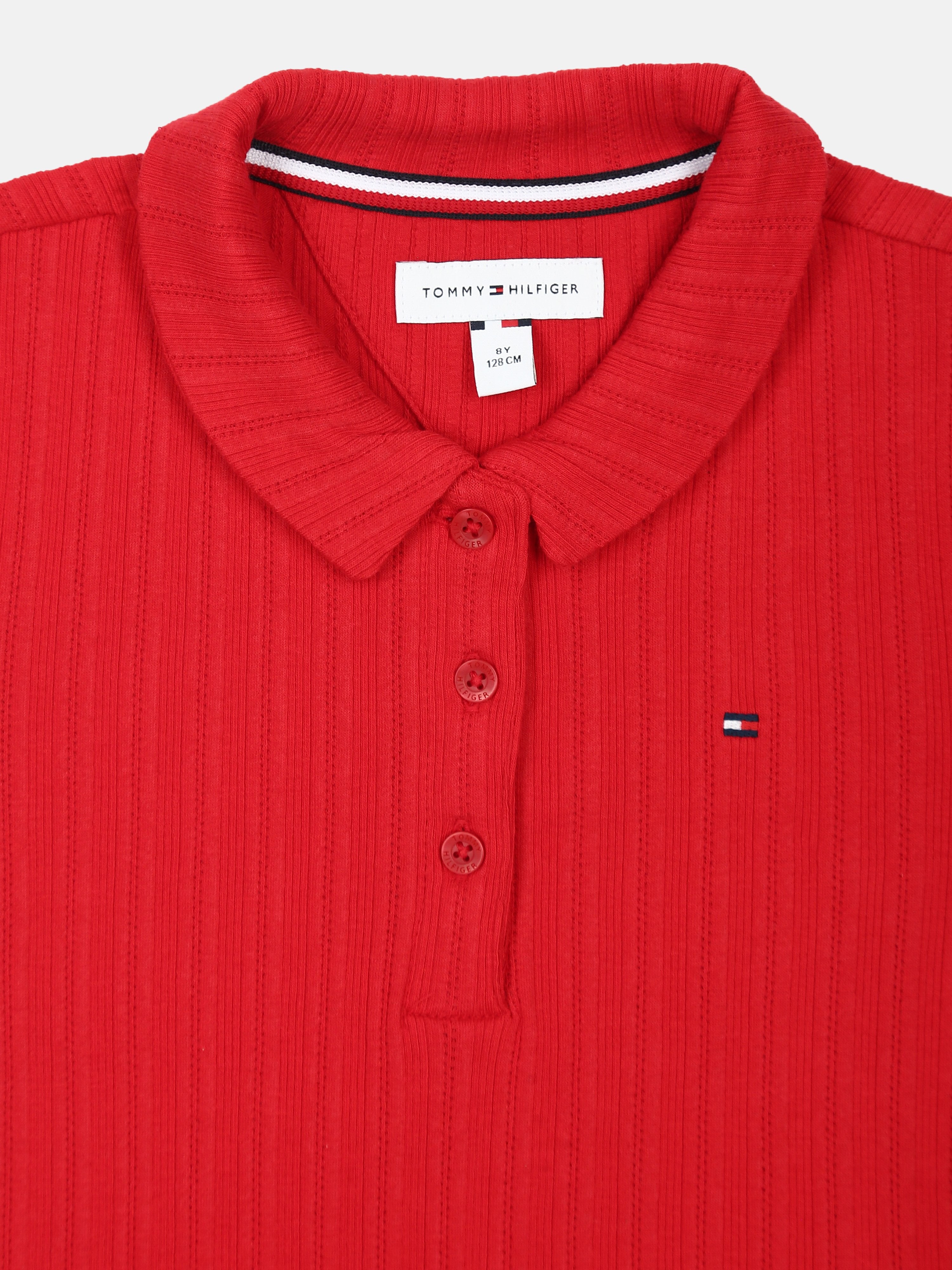Textured Polo T-Shirt for Girls Red