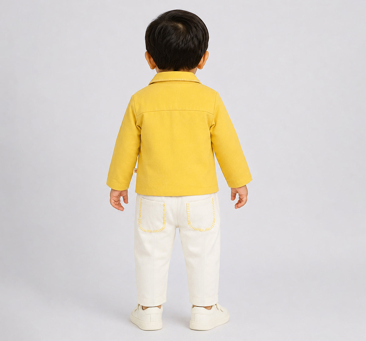 Twill Set with Applique & Embroidery Yellow