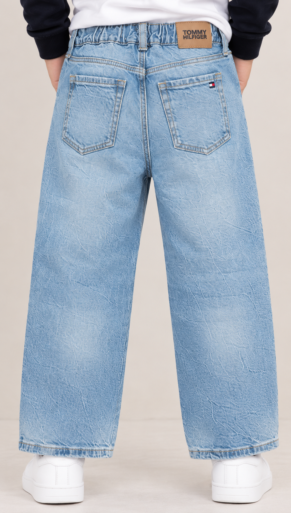 Boys Light-Wash Wide Leg Fit Mid Rise Jeans Denim Light