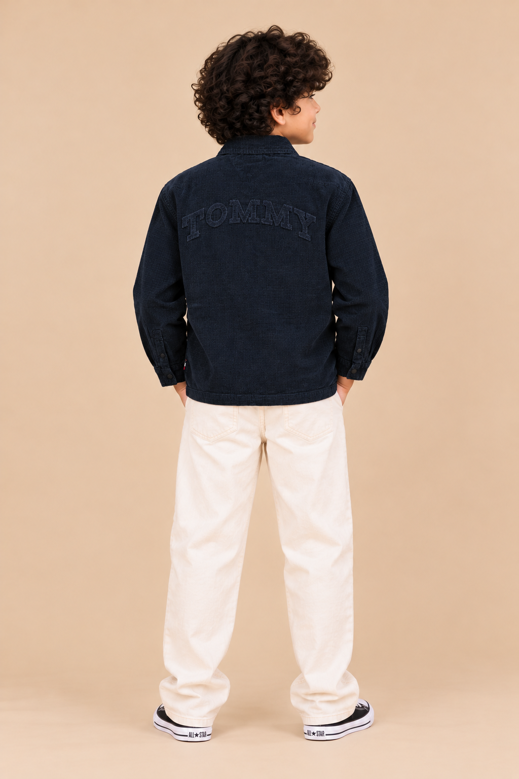 Boys Embroidered Logo Relaxed Fit Shirt Dark Night Navy