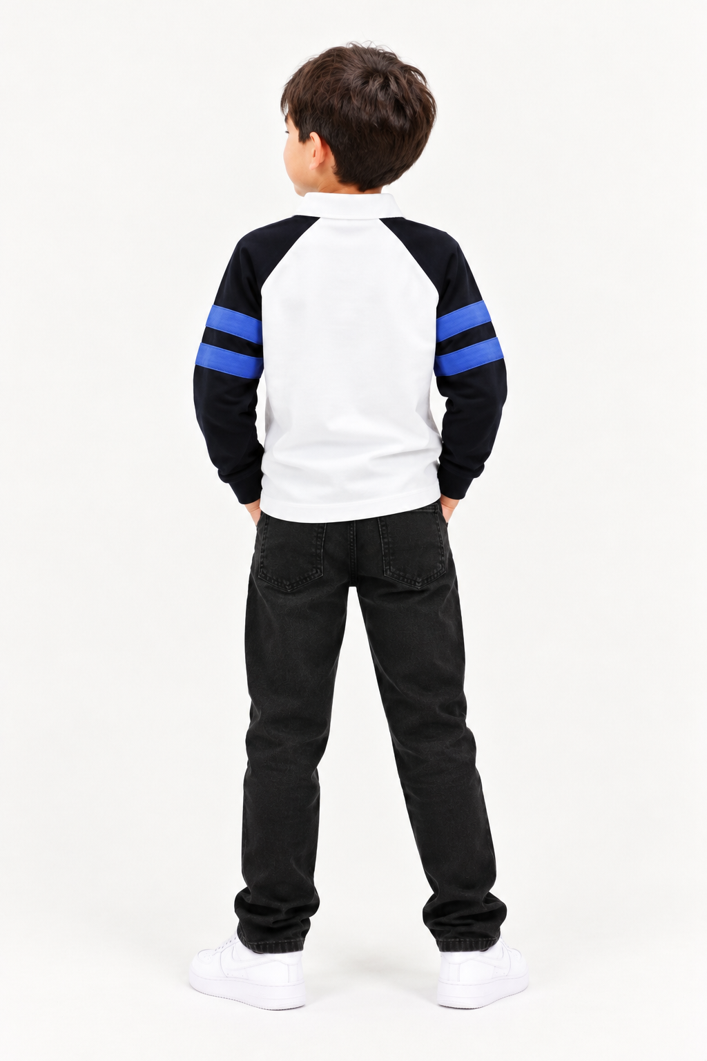 Boys Colorblock Regular Fit Cotton Sweatshirt White