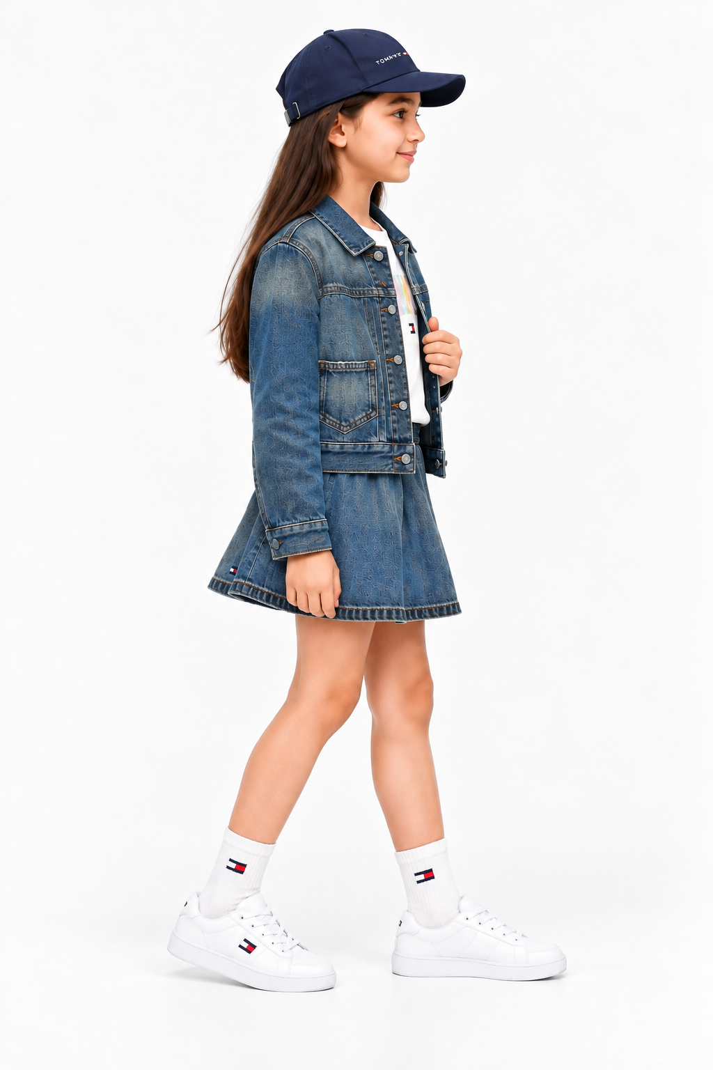 Girls Regular Fit Spread Collar Denim Jacket Islandblue