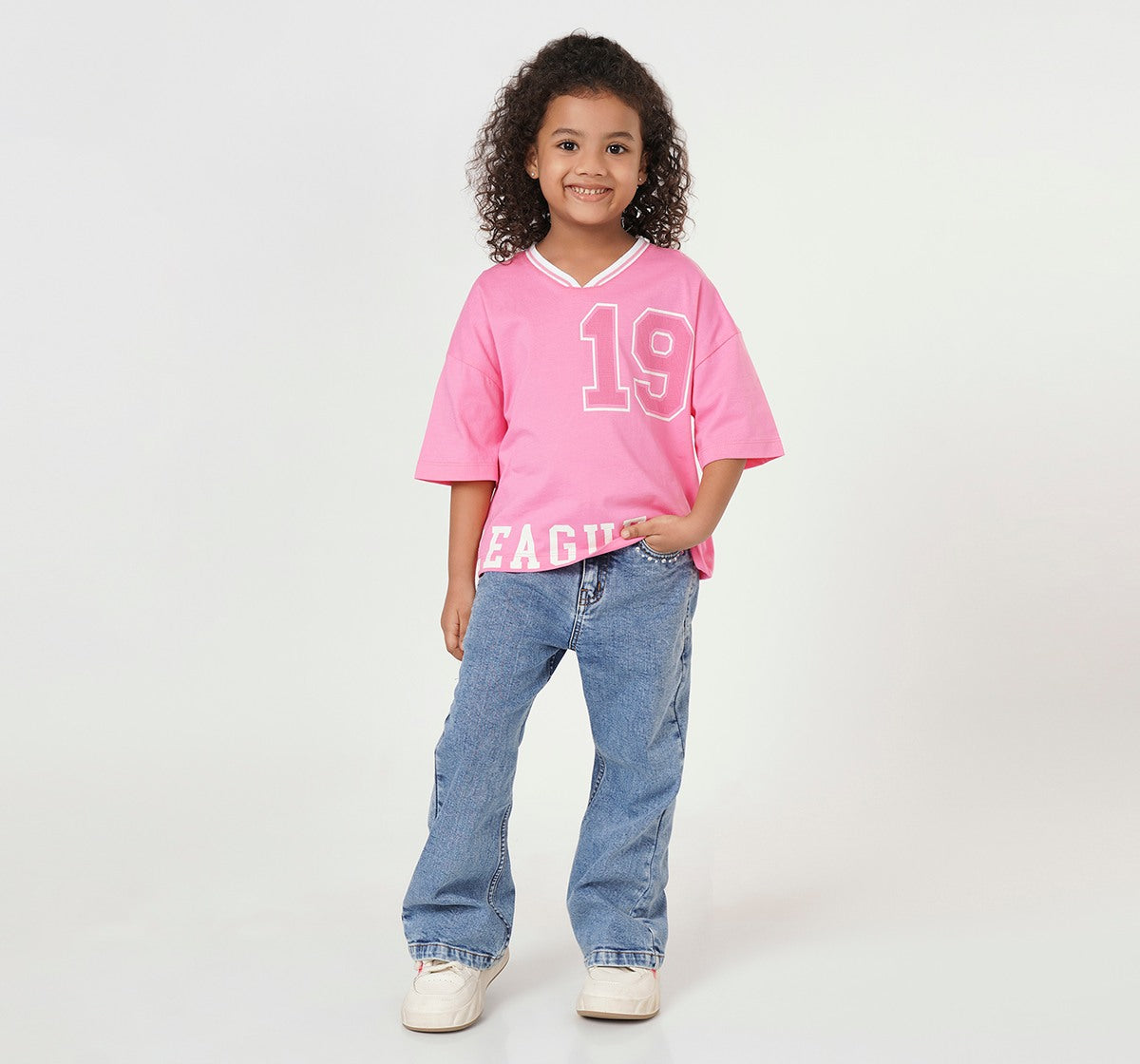 Boxy Fit Regular Length T Shirt Pink