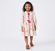 Dress with All Over Embroidery Pink