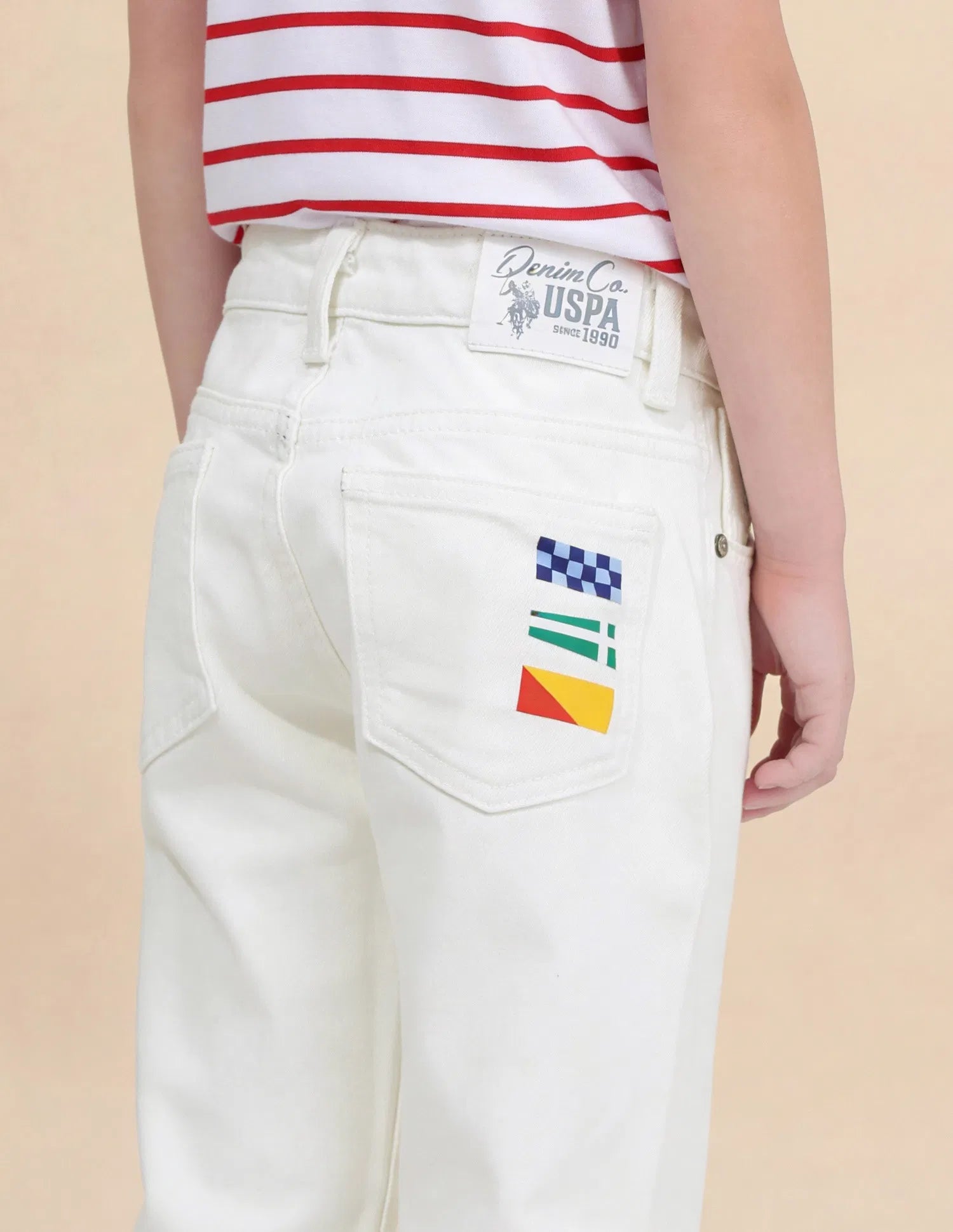 Boys White Cotton Mid Rise Relaxed Fit Jeans
