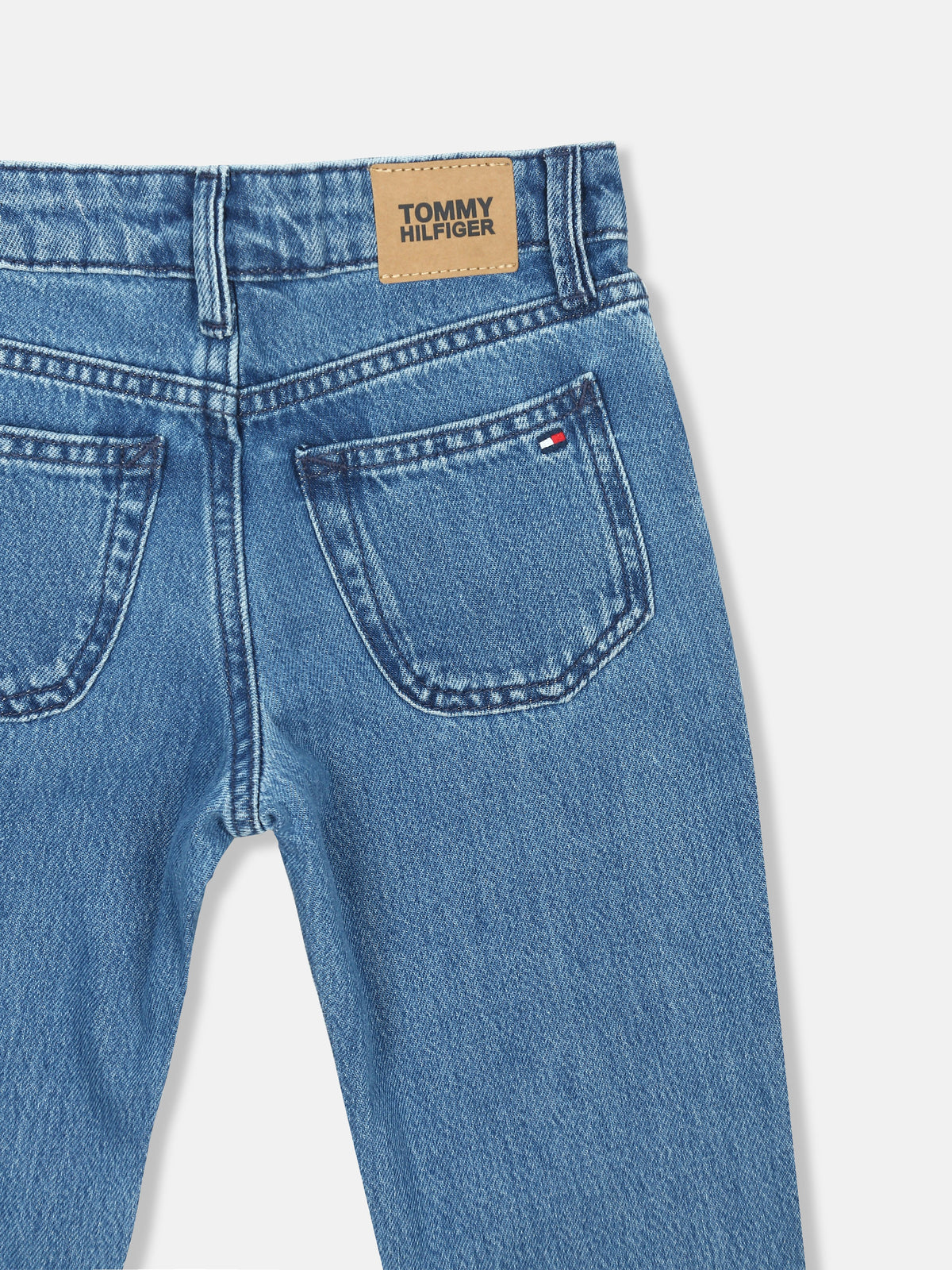 Mid-Wash Blue Lyocell Blend Straight Fit Jeans for Boys