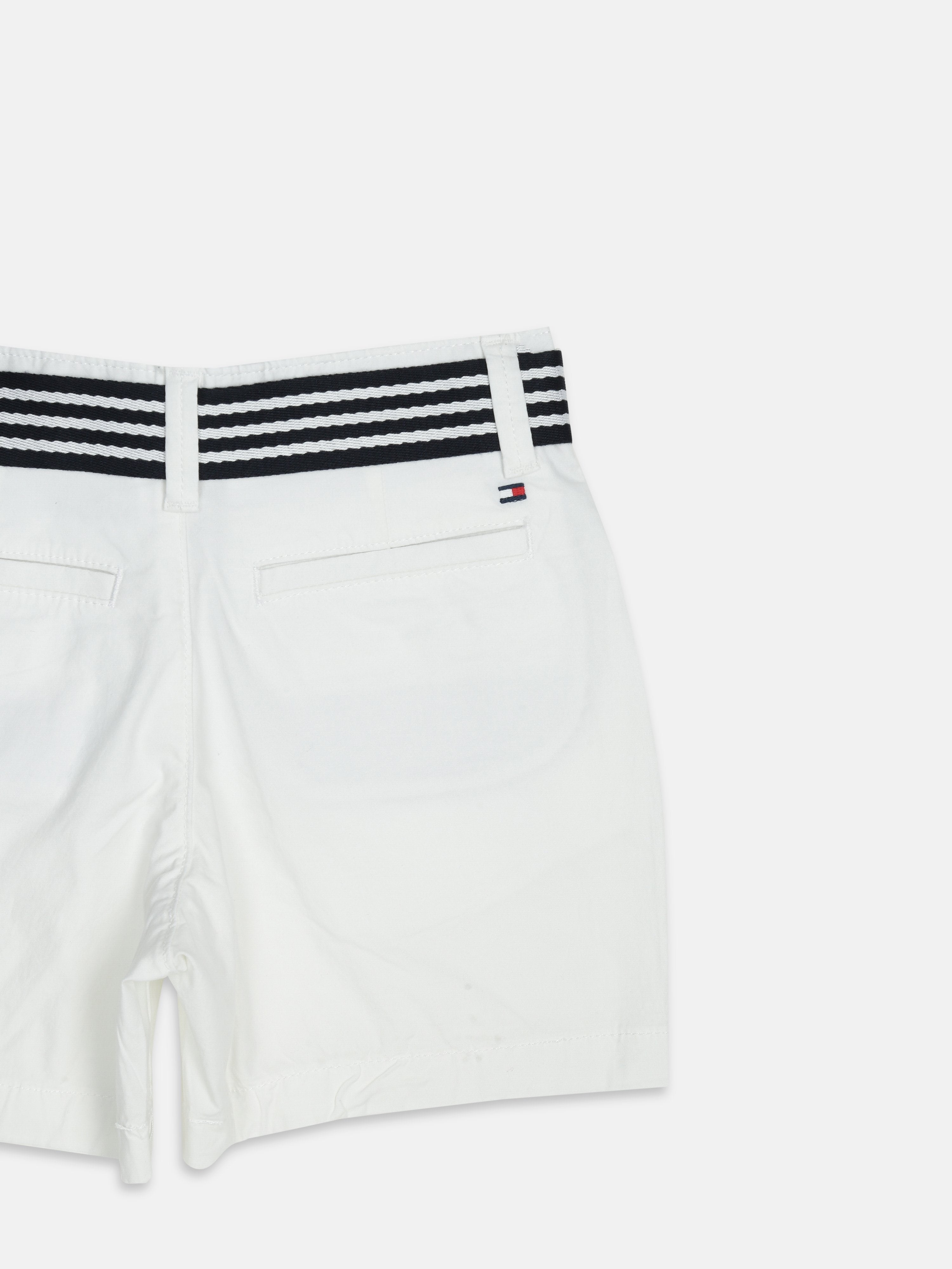 Boys White Loose Fit Mid Rise Shorts