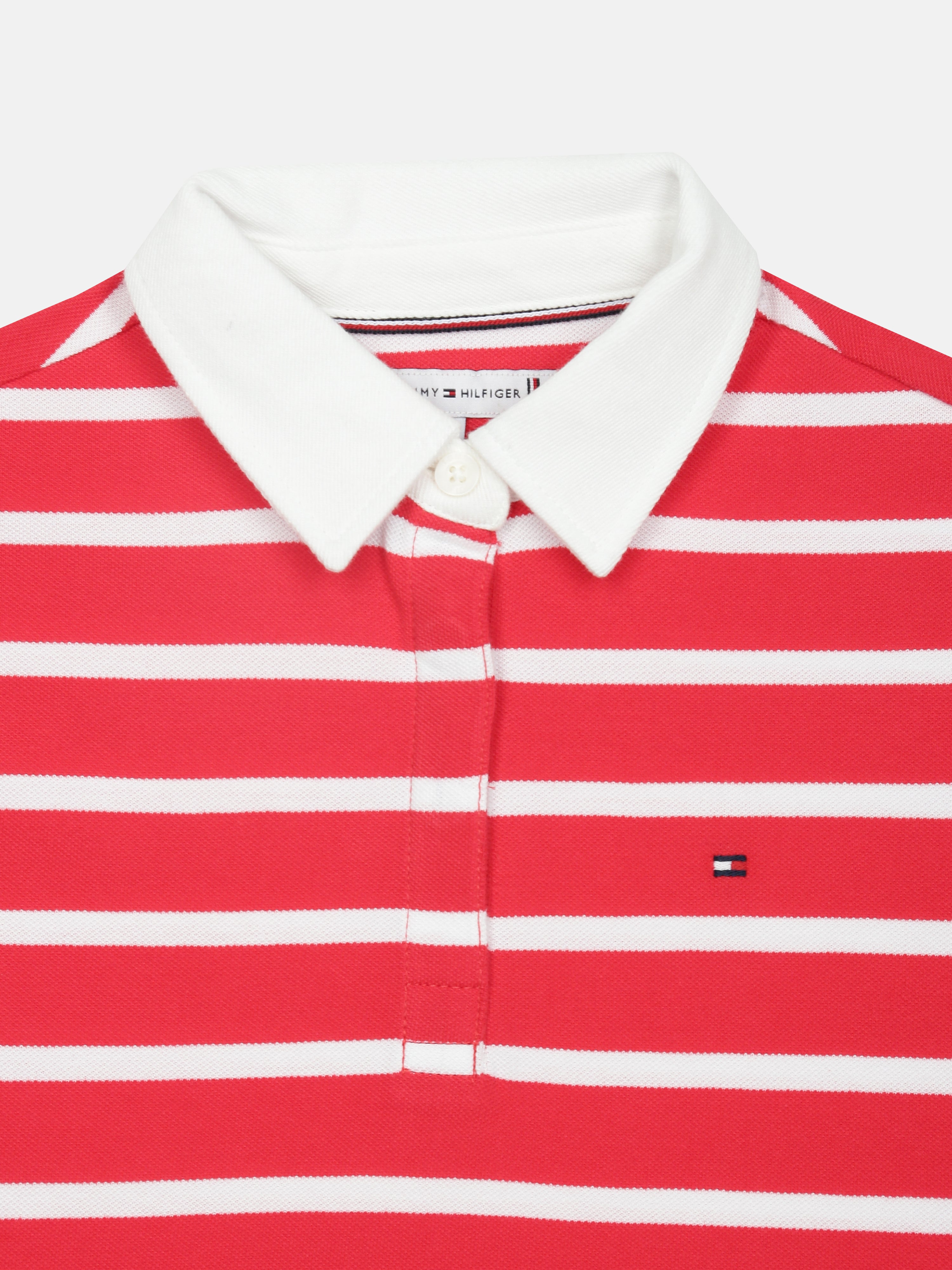 Boys Red Striped Polo Knit T-Shirt