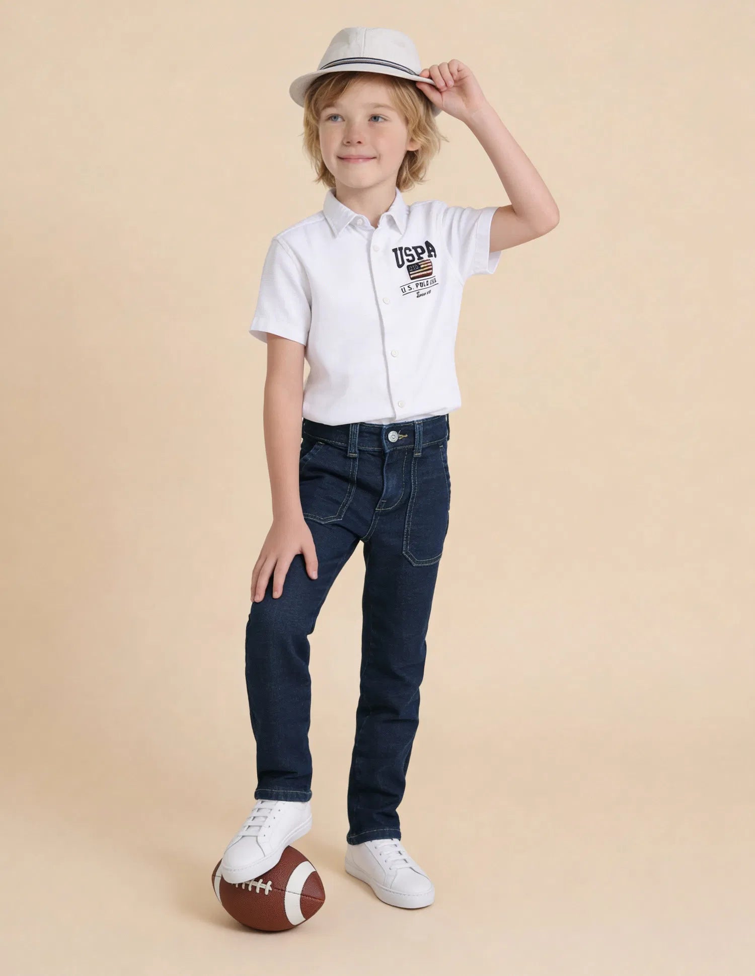 Boys Blue Cotton Blend Mid Rise Slim Fit Jeans