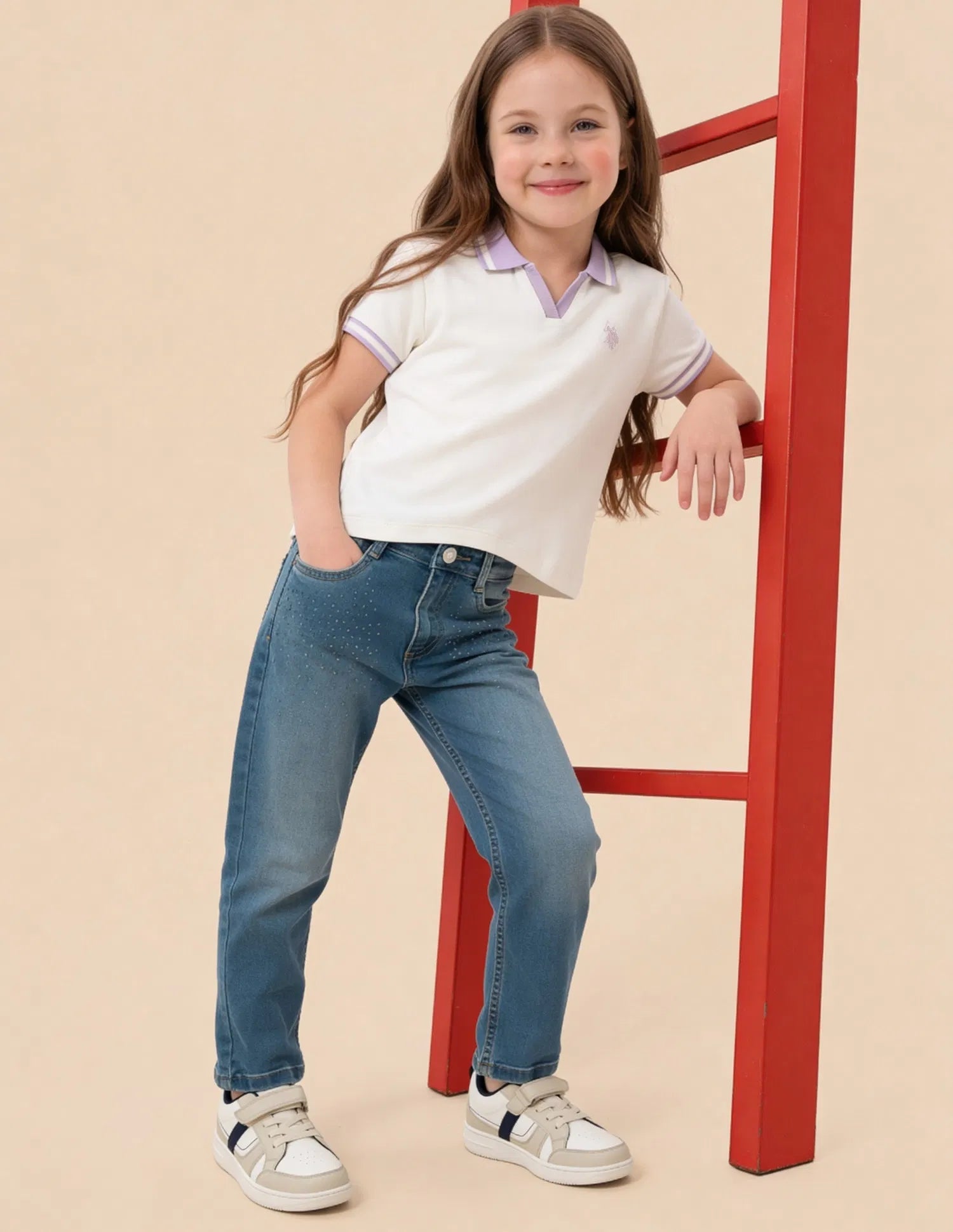 Girls Off White Cotton Solid Casual Top