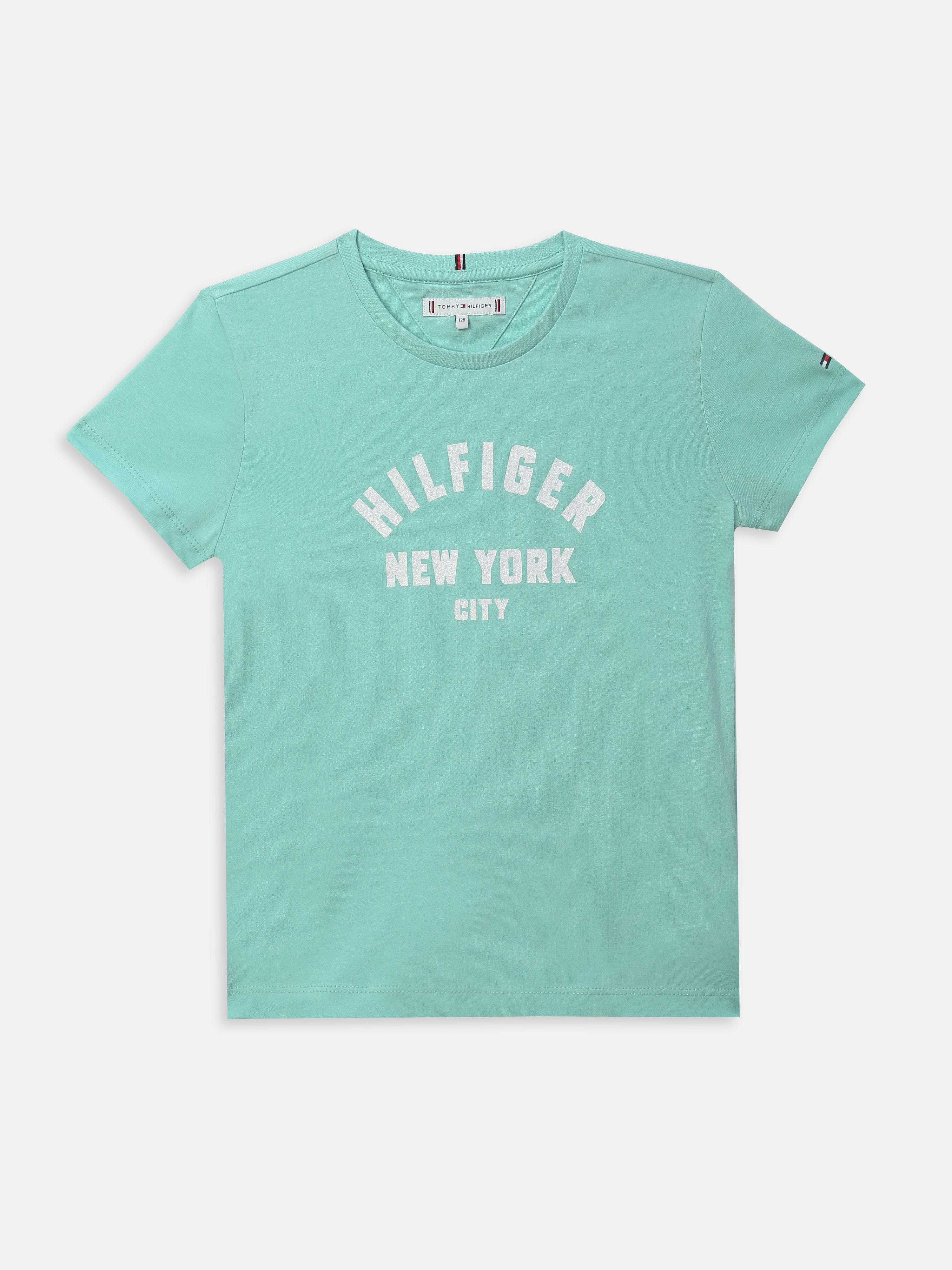 Girls Green Printed Regenerative Cotton Knit Top