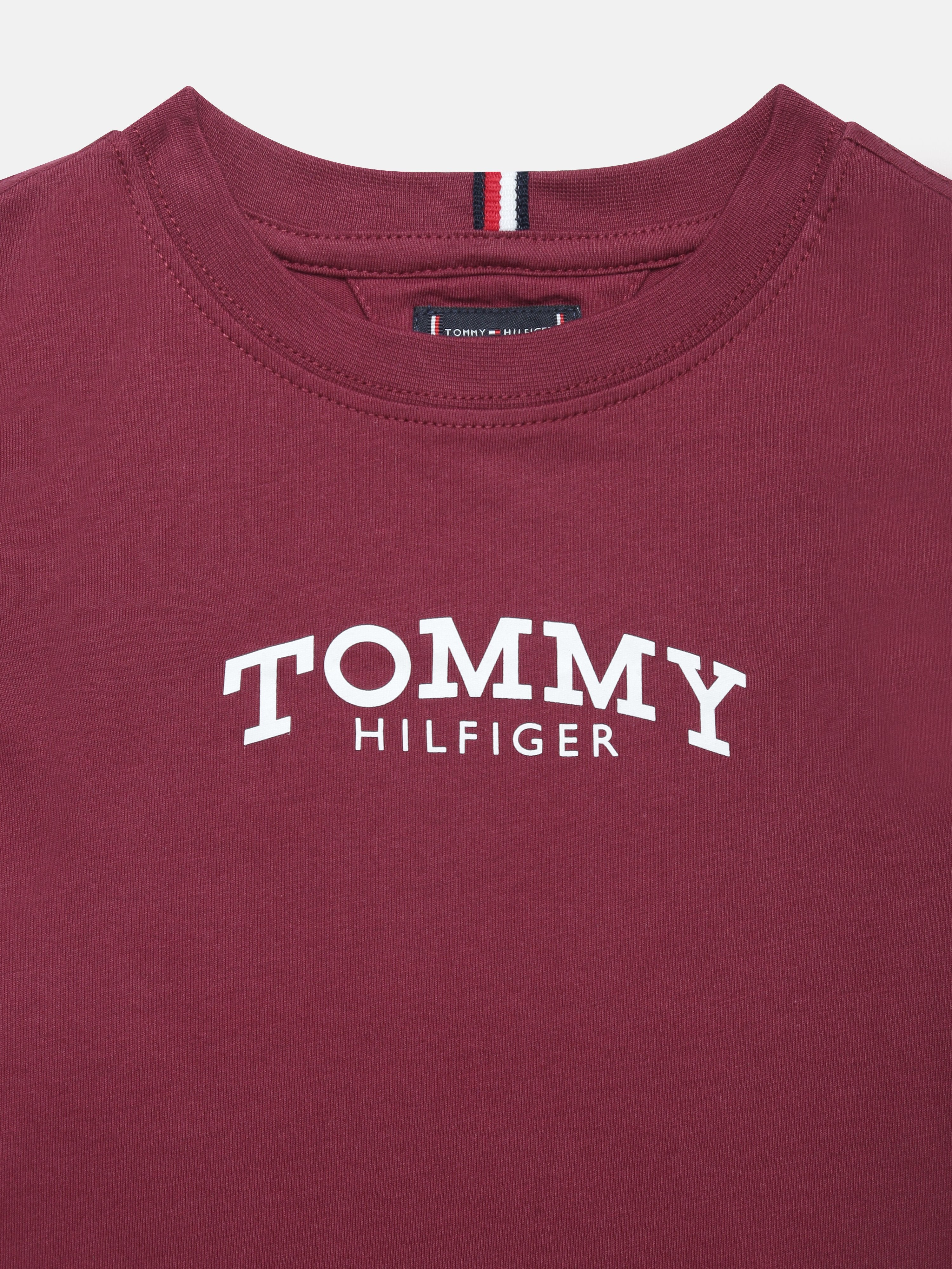 Boys Burgundy Logo Cotton T-Shirt