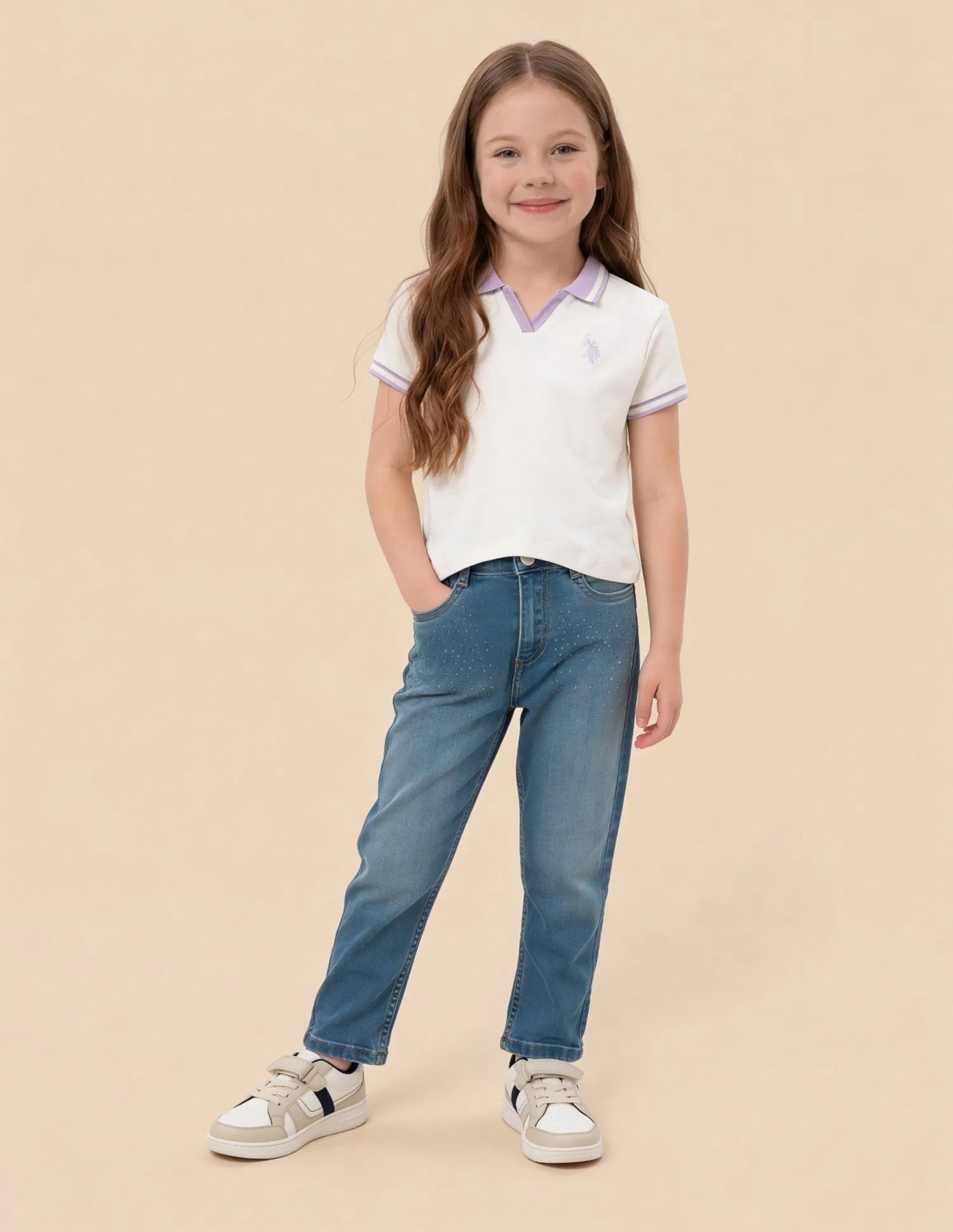 Girls Off White Cotton Solid Casual Top