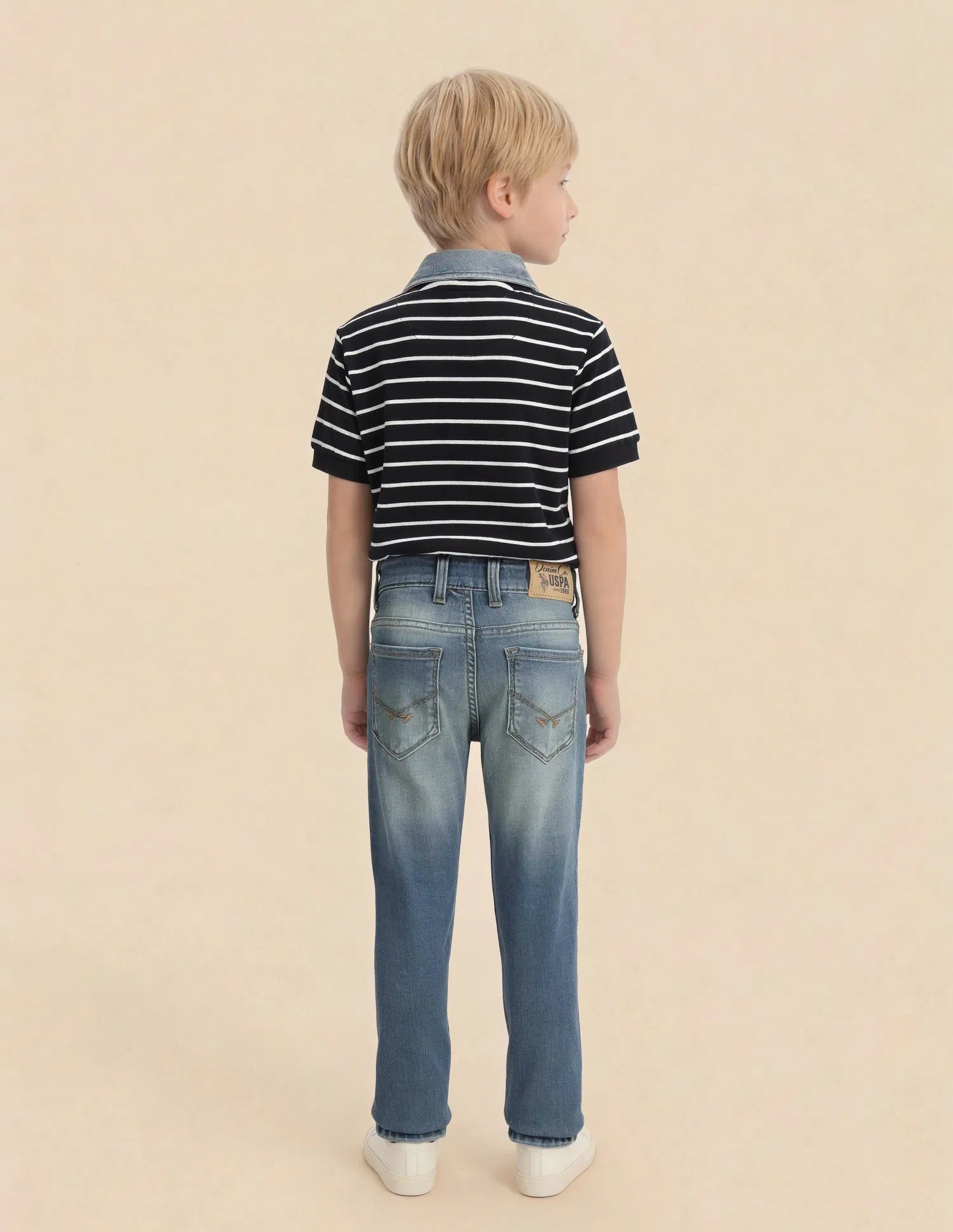 Boys Light Blue Cotton Distressed Slim Fit Jeans