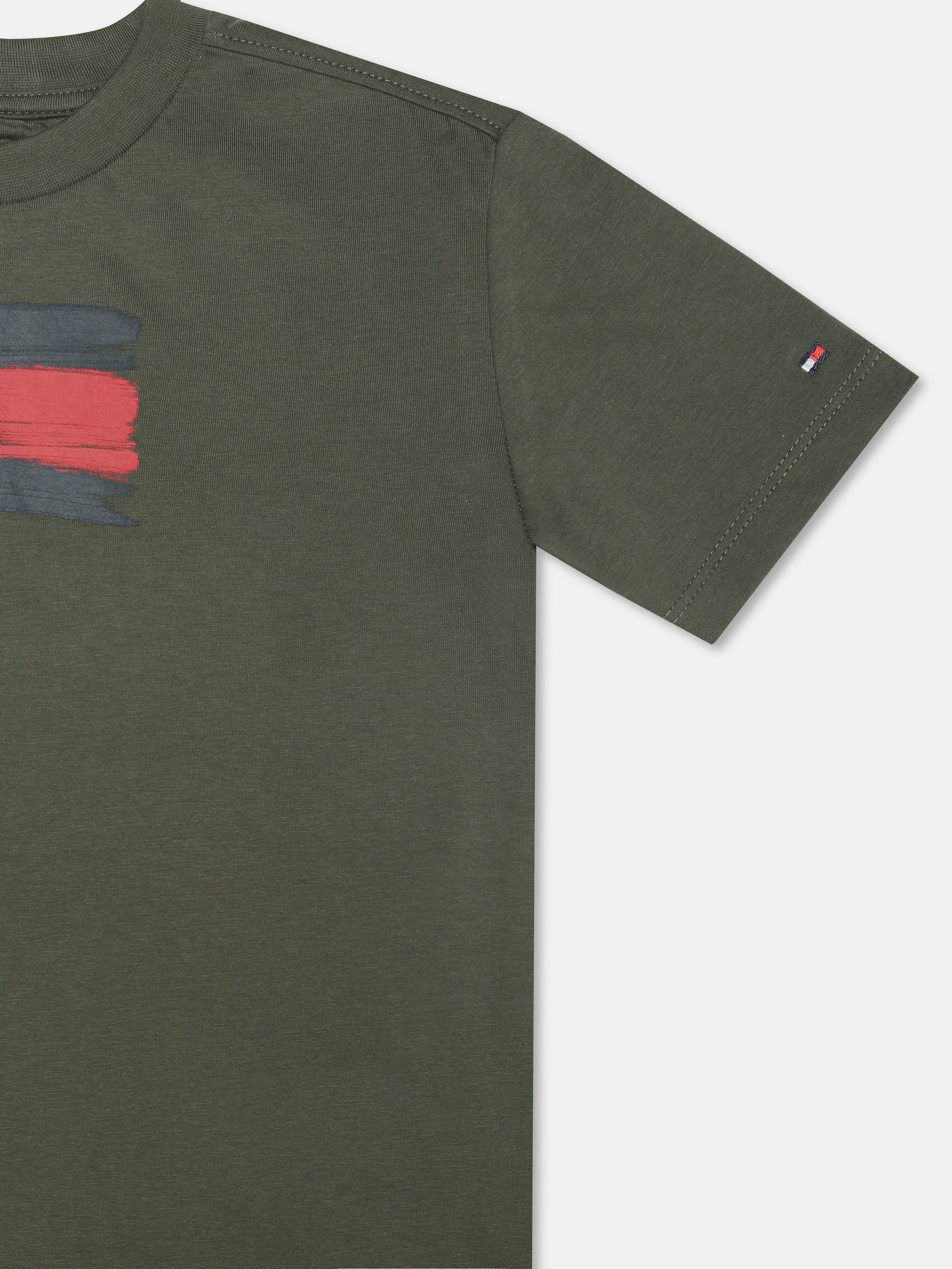 Boys Olive Logo Cotton Knit T-Shirt
