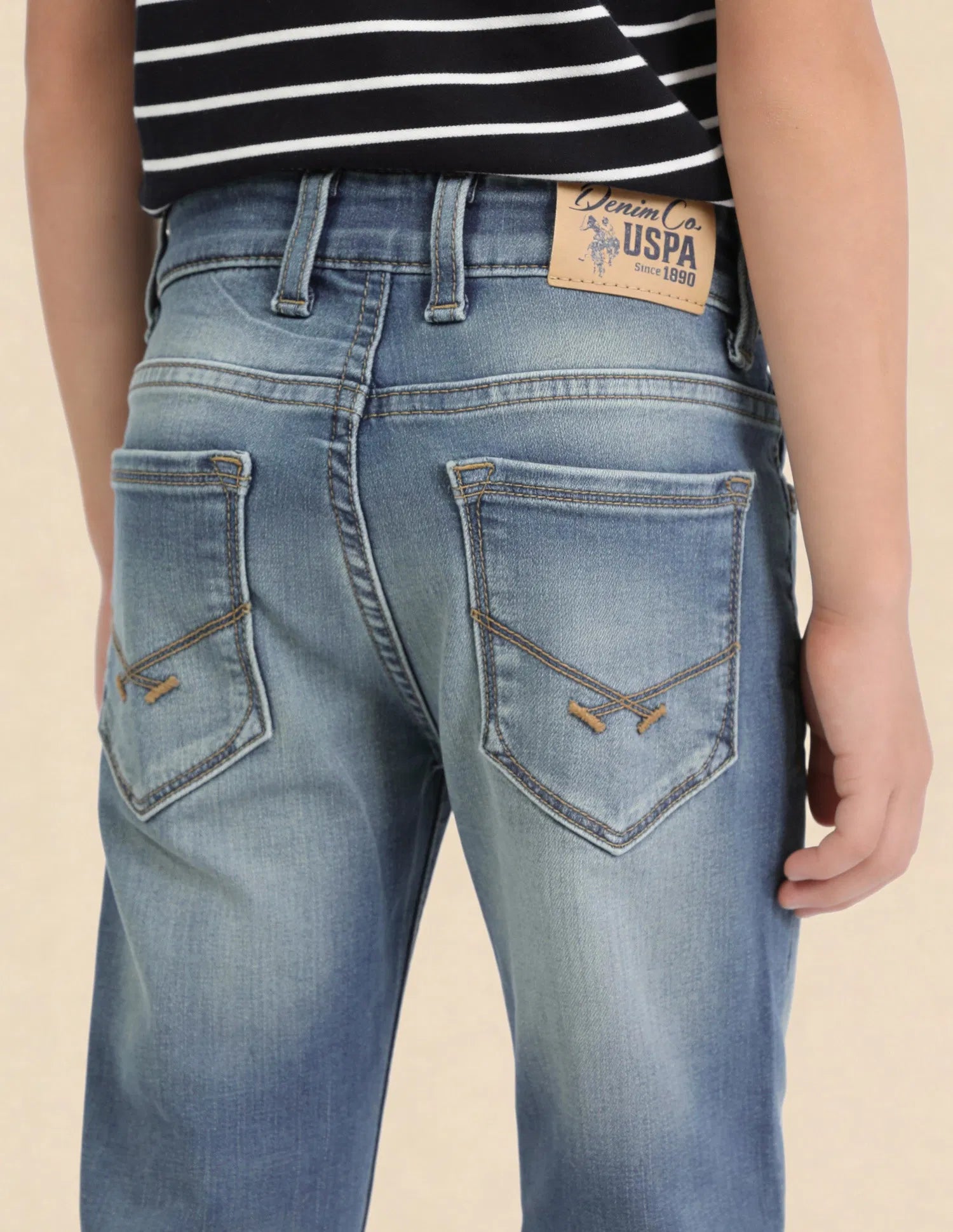 Boys Light Blue Cotton Distressed Slim Fit Jeans